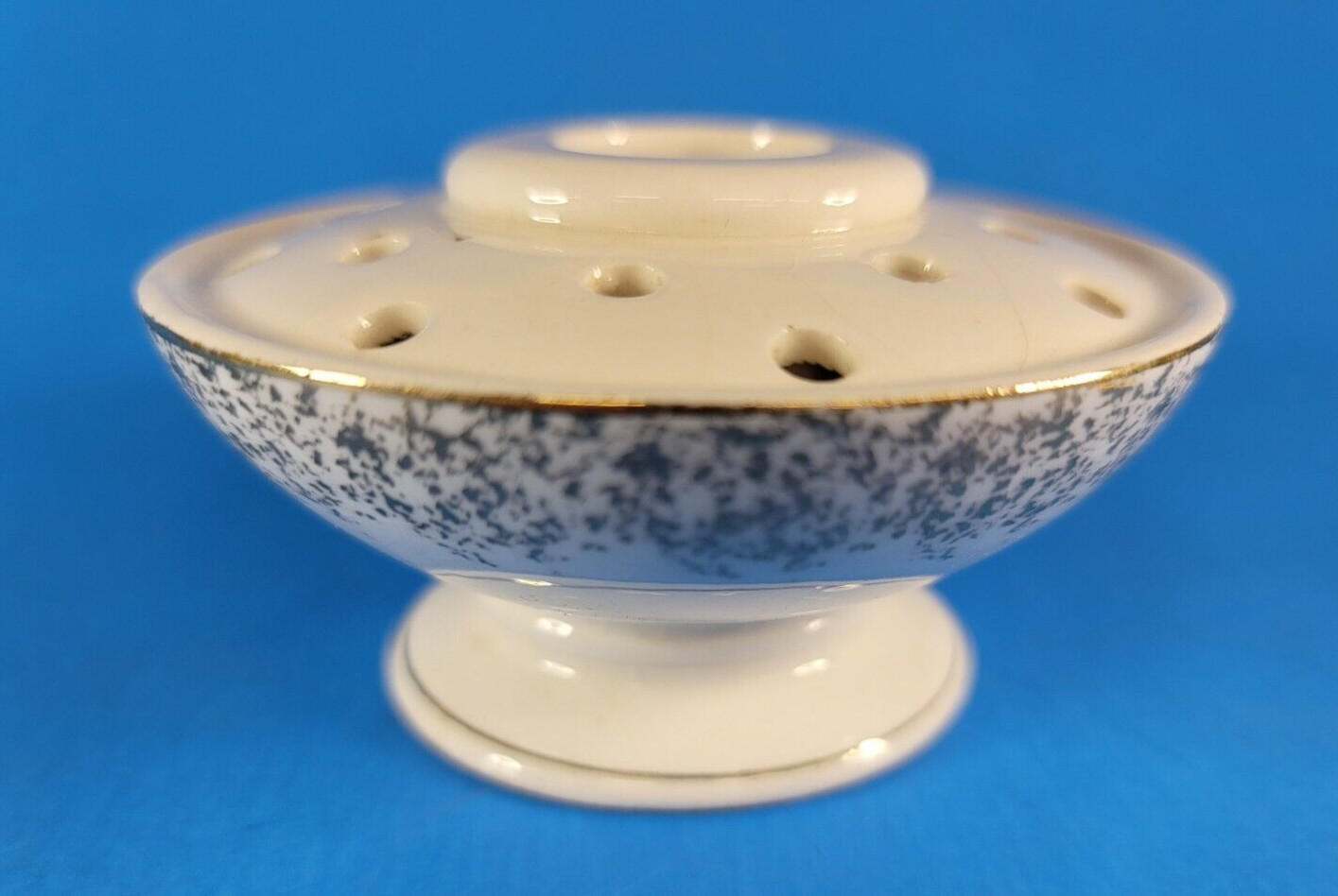 Vintage 1958 Holt Howard Flower Frog Candle Holder Ceramic Japan Footed Speckled