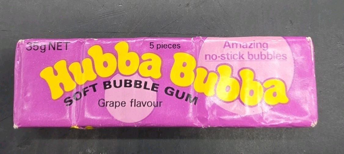 Vintage Wrigley NOS HUBBA BUBBA Grape Bubble Gum Made IN Australia 