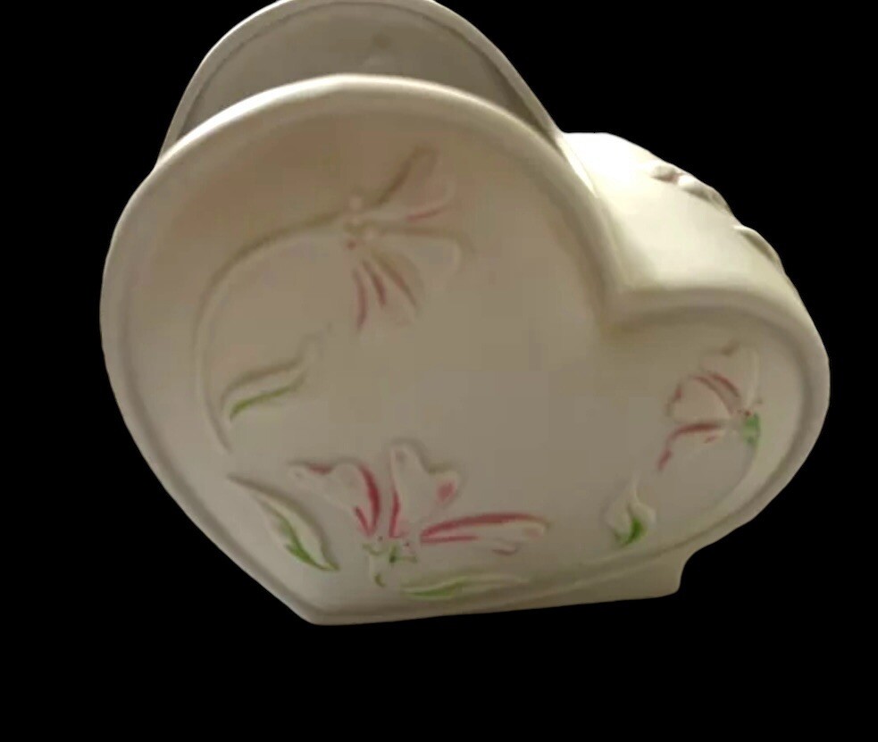 *Vtg 1991 Especially for You FTD Ceramic  Floral Heart Shaped Vase/Planter