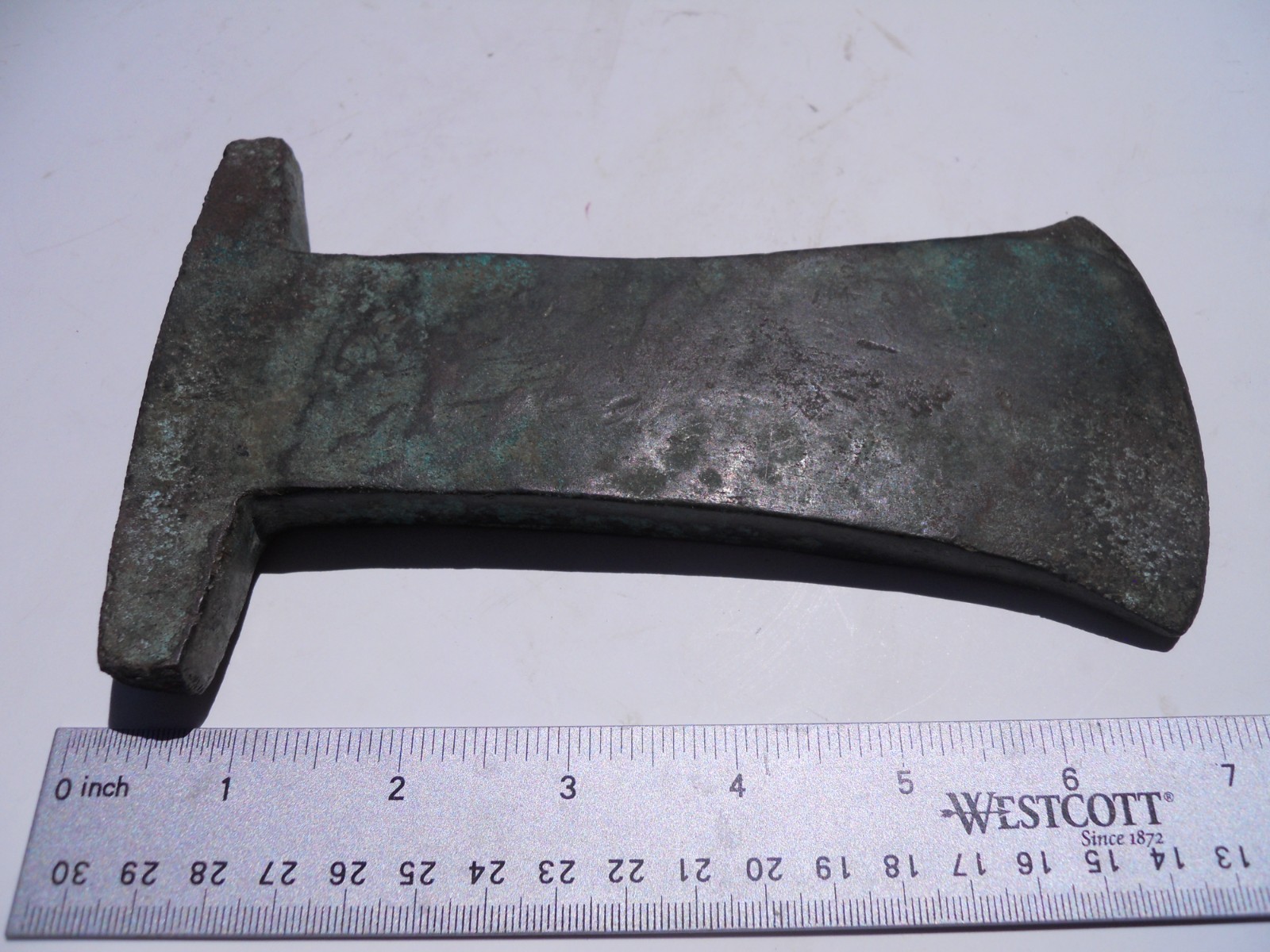 Inca Copper Axe with COA, 7 inches long with beautiful green patina.  $500.00