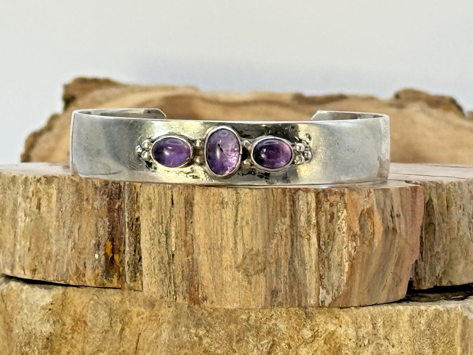 Vintage Anderson Parkett Navajo Sterling Silver Amethyst Cuff Bracelet--1298.26 Vintage Anderson Parkett Navajo Sterling Silver Amethyst Cuff Bracelet--1298.26