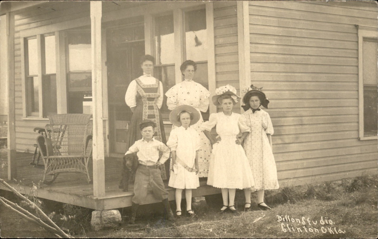 Clinton OK Family Home Dillon Studio c1900s-10s Real Photo Postcard bhn