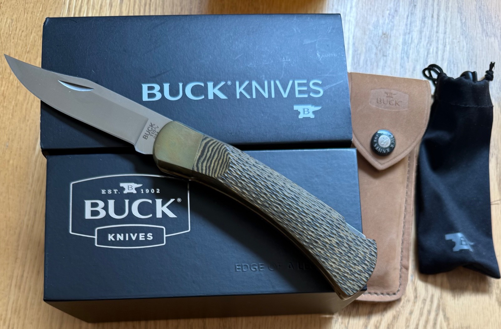 STUNNING BUCK 110 BARE END KNIFE NEVER USED IN BOX N12