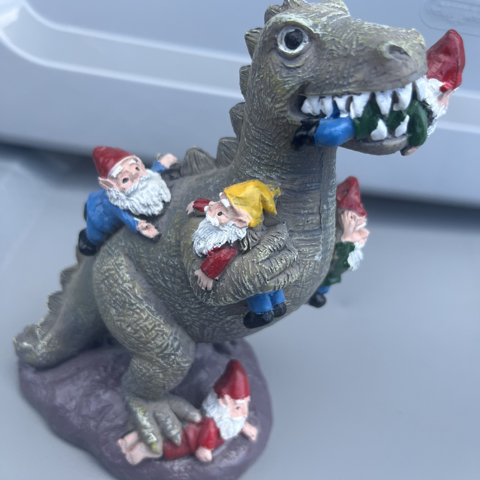 Funny Dino Godzilla stepping Eating Gnomes Funny Dino Godzilla stepping Eating Gnomes