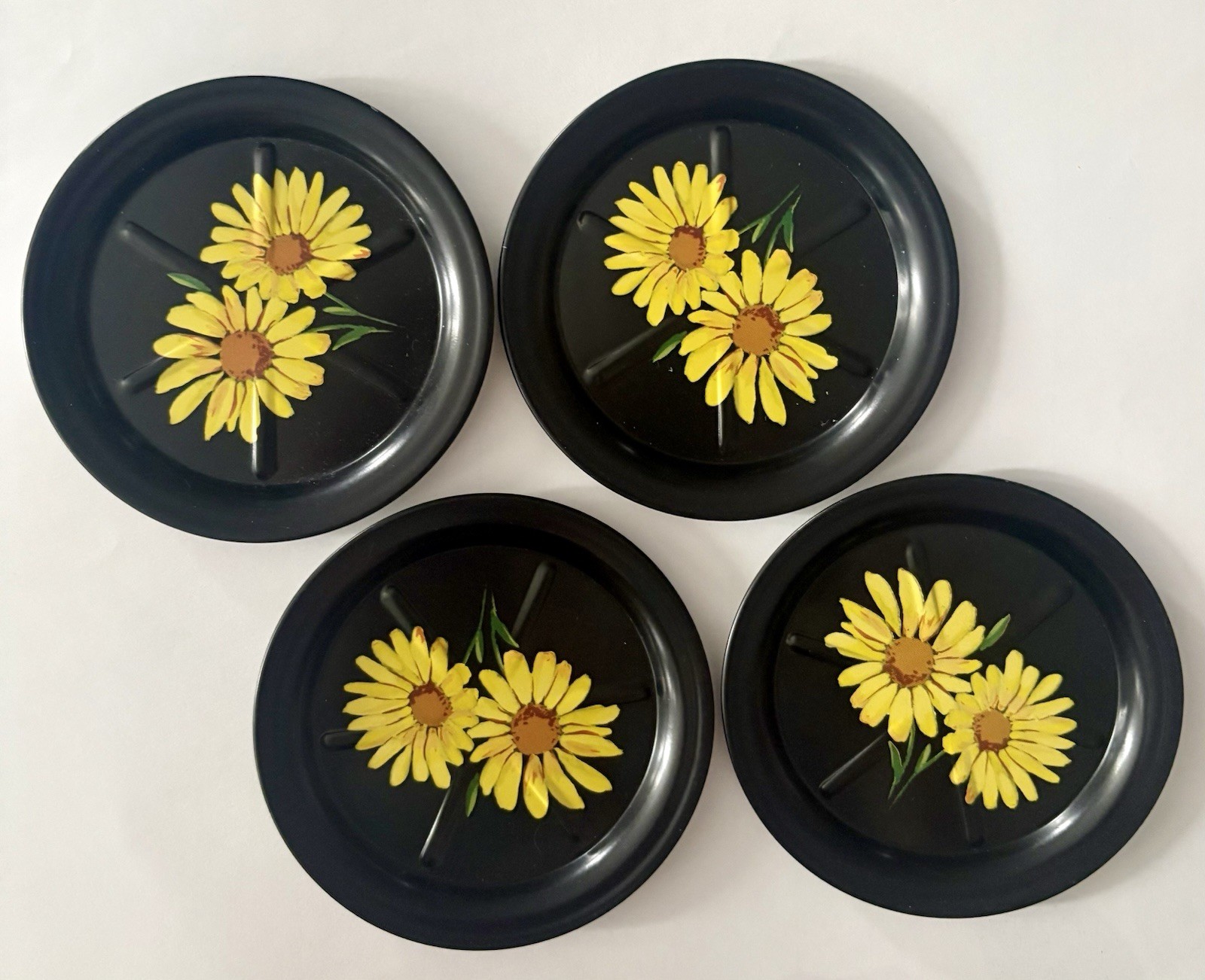 Set Of 4 Vintage J.L. Clark Manufacturing Co. 50th Anniversary Tin Coasters