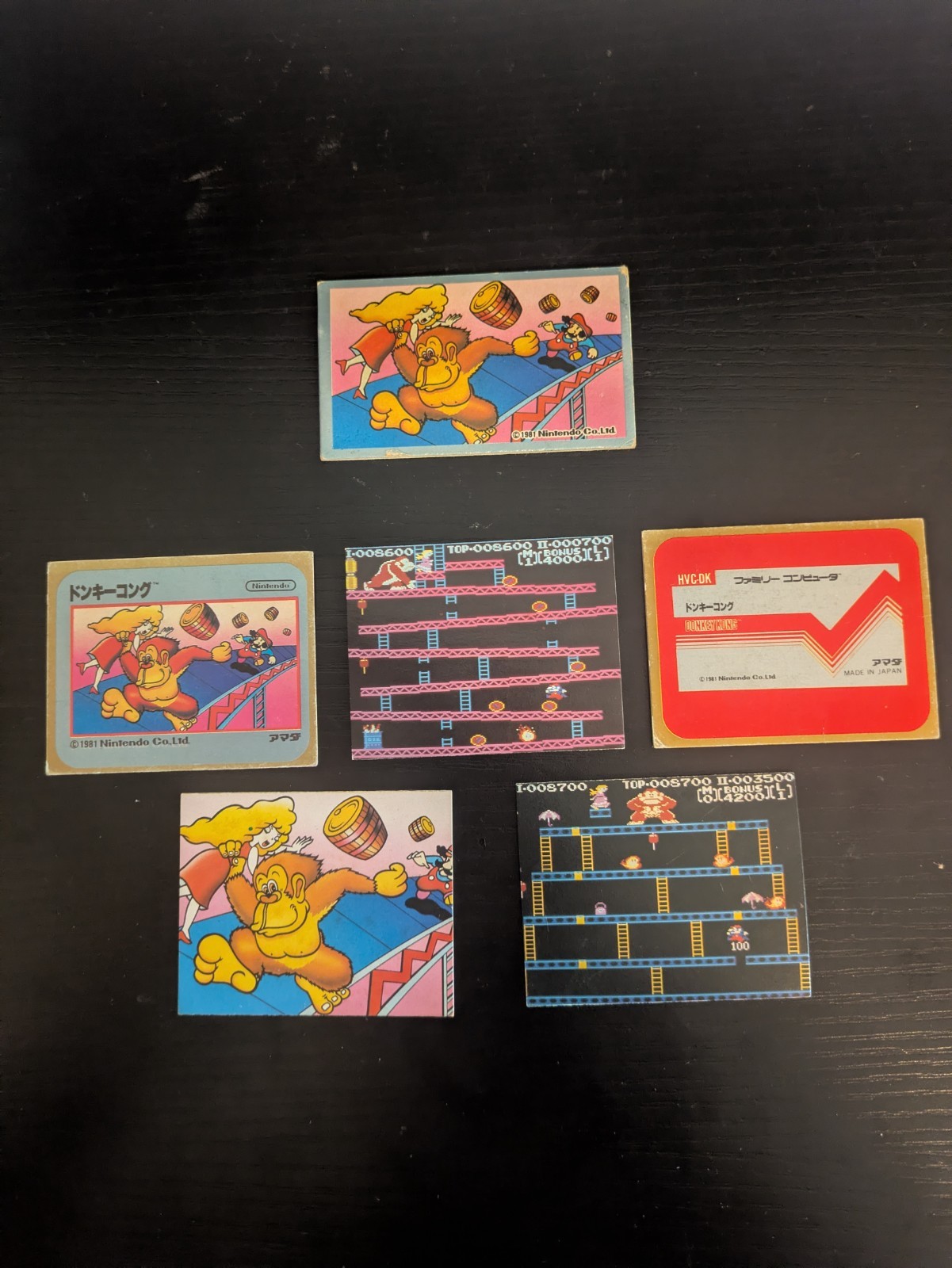 vtg 6x Nintendo Donkey Kong Card Lot - 1981 Menko Mario Rookie - 1983 Mini Card