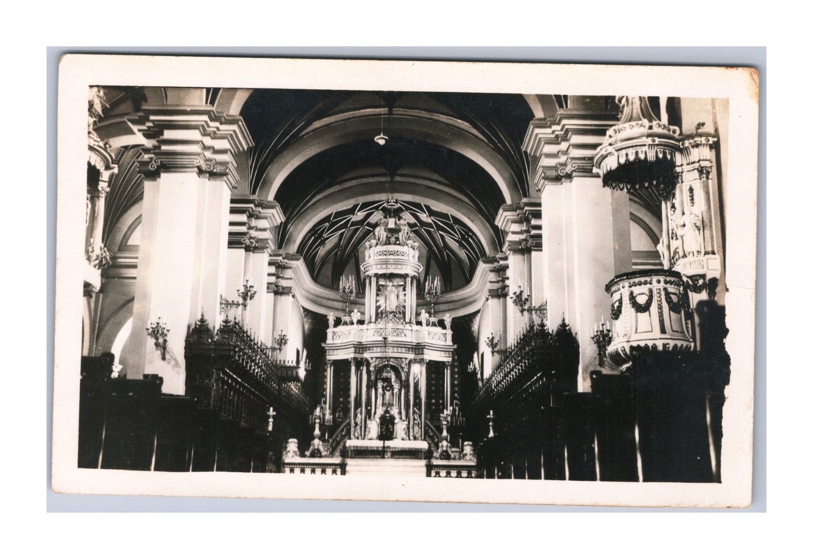 Antq AZO RPPC Main Gilded Altar Lima Basilica Cathedral Peru Our Lady Assumption Antq AZO RPPC Main Gilded Altar Lima Basilica Cathedral Peru Our Lady Assumption