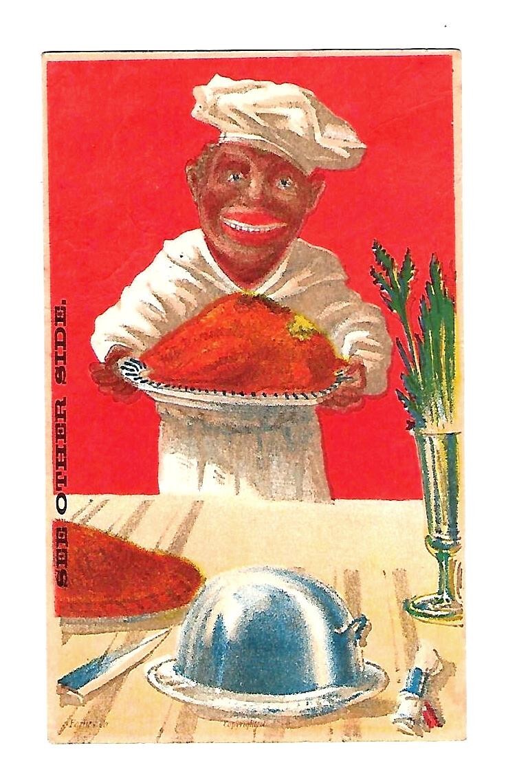 c1890\'s Trade Card Florence Shirt Co., Men\'s Furnishings, Chief Serving Turkey