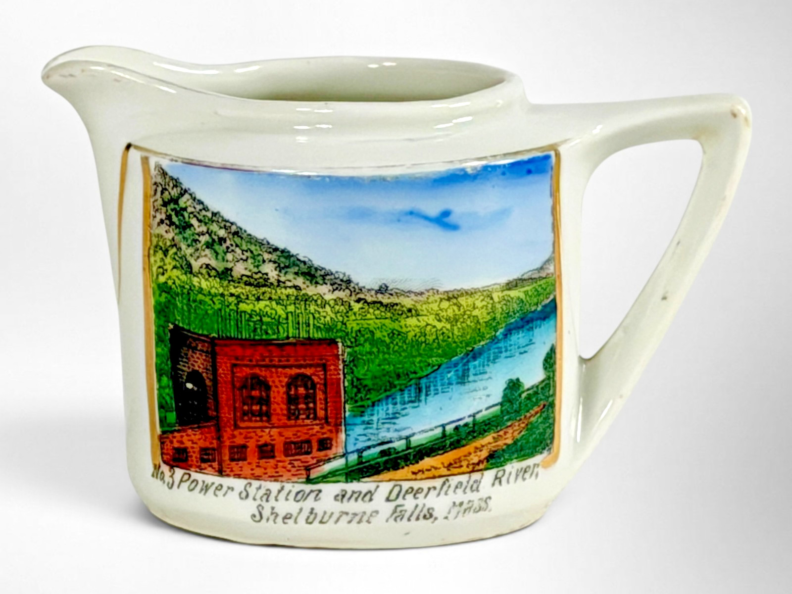 Antique German Souvenir Creamer - Shelburne Falls Deerfield River