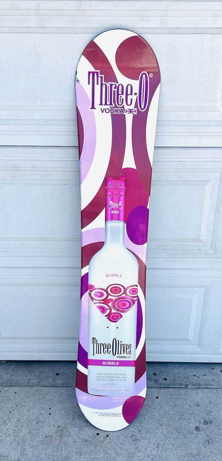 Three Olives Vodka Promotional All Mountain Snowboard 155 cm or Advertising Sign