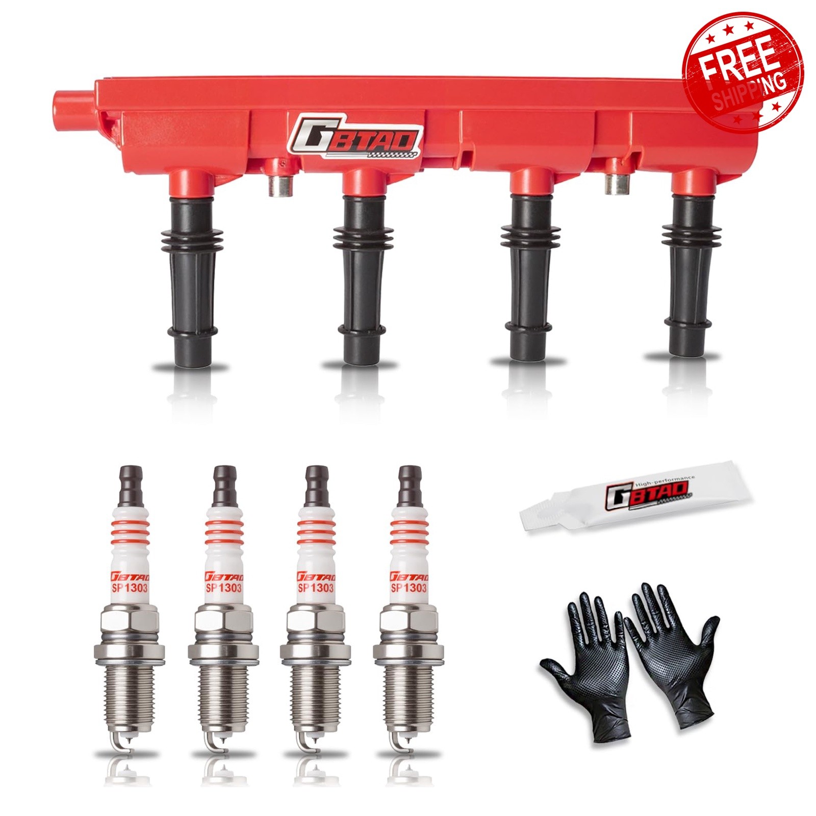 GBTAD Upgraded Ignition Coil Spark Plug Set 4 1.4L 1.8L Chevy Cruze