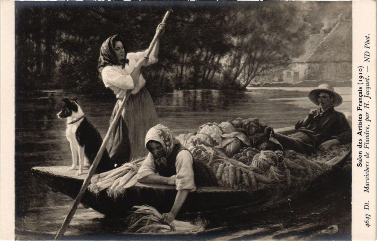 Old postcard AK Salon 1910 H. JACQUET Maraichers de Flandre (702022)