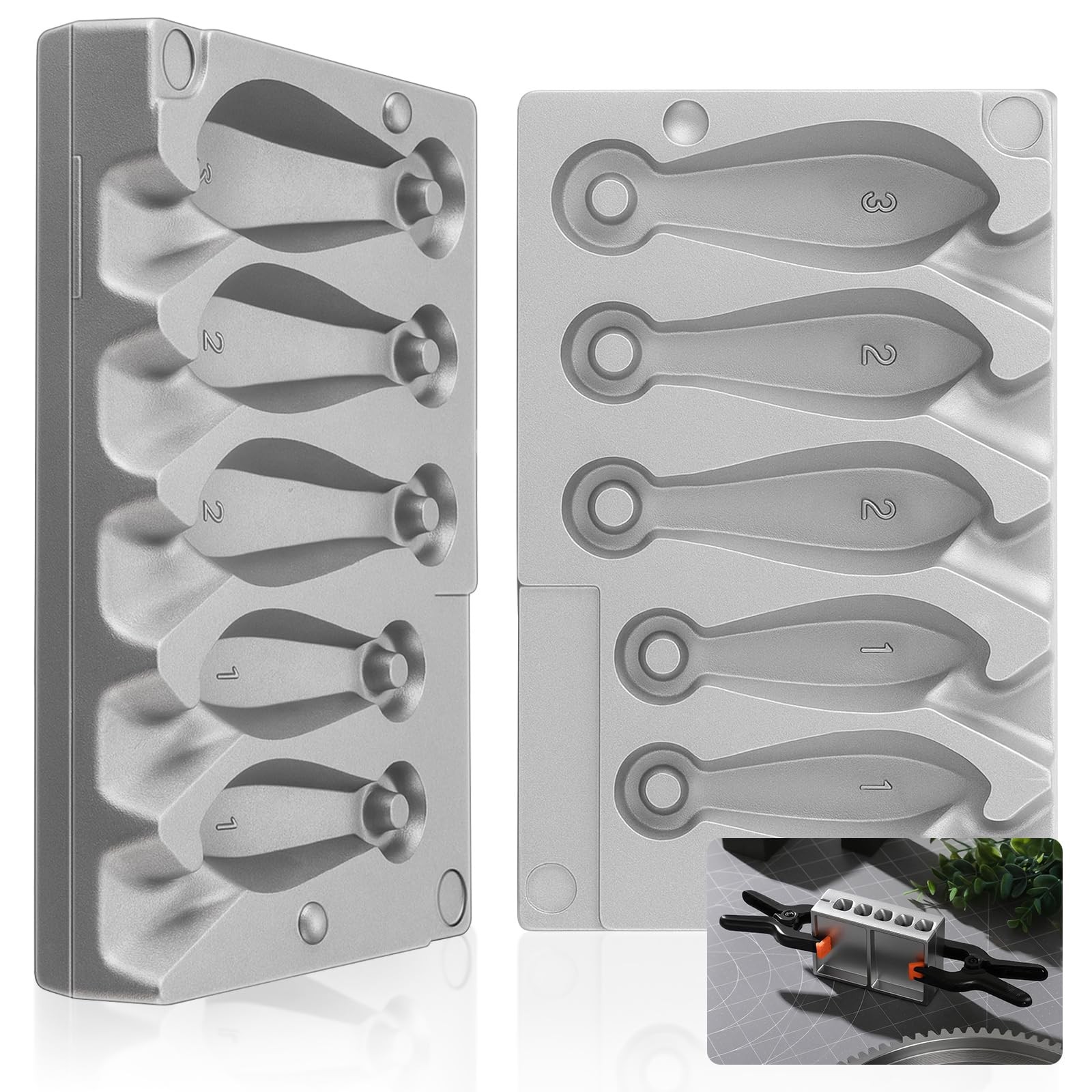 AceOrbit 3 Pack Sinker Molds, Fishing Weight Molds 1.2. 3-Ounce 5 Cavities with