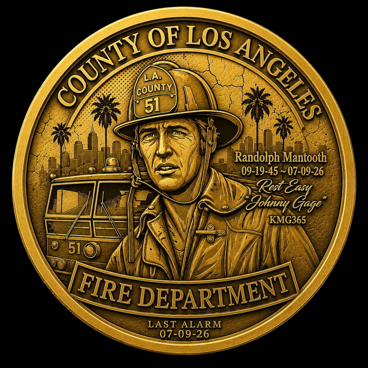 Los Angeles County Squad 51 Fire Department Challenge Coin