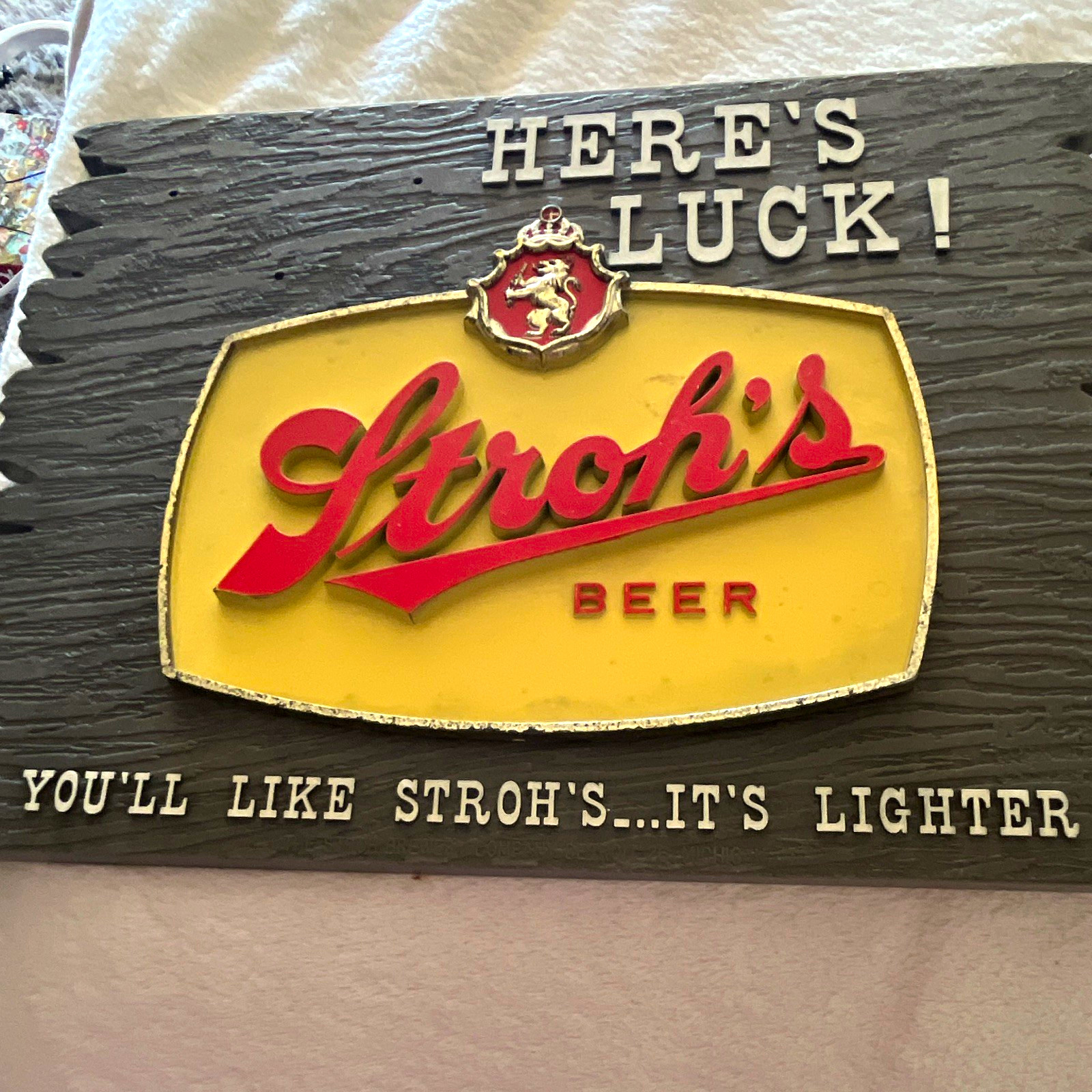 Stroh's Beer Breweriana Wall Sign Plaque 