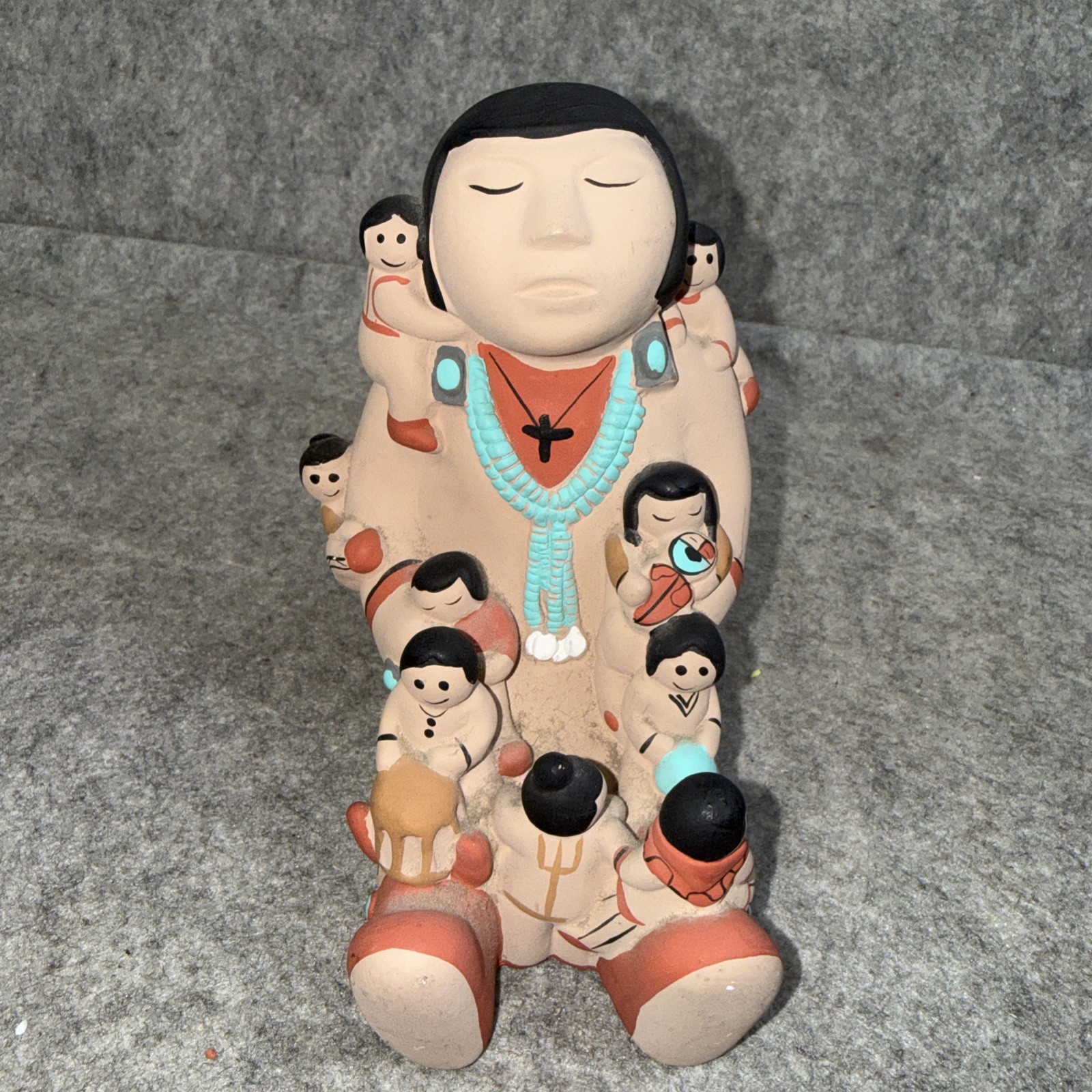 Cleo Teissedre signed Storyteller Figurine Native American 1986 Pottery vintage