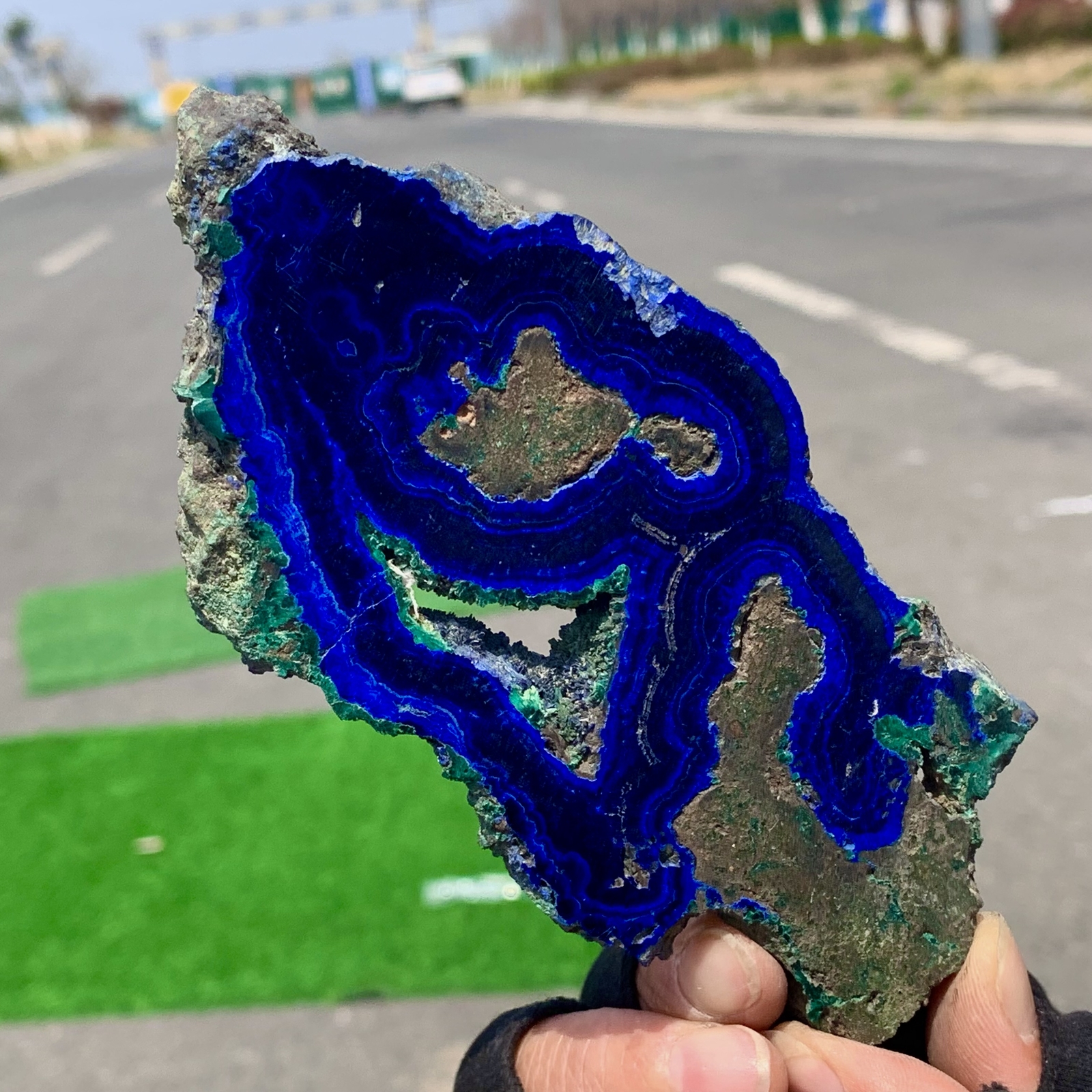 170G Top  BEST NATURAL Azurite/Malachite slice crystal minerals specimens