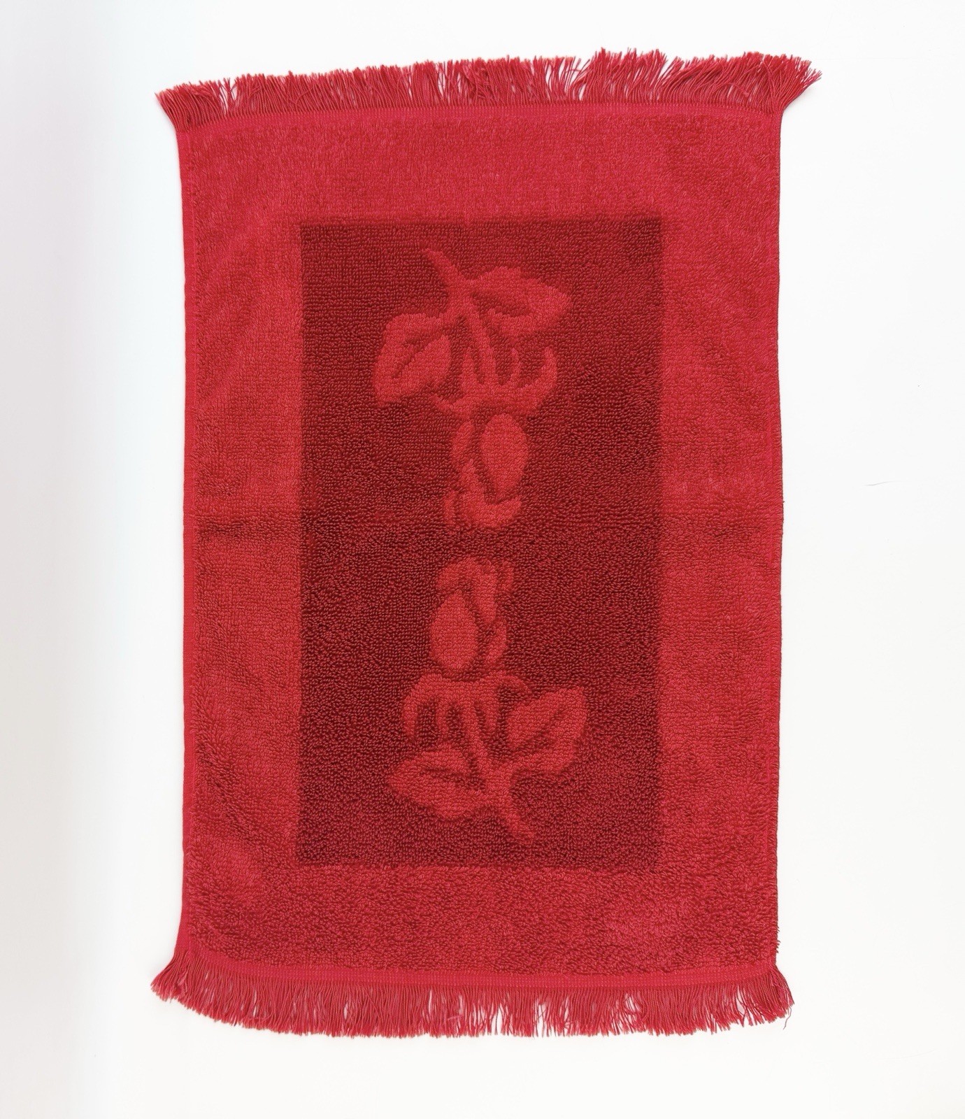 Vintage Sears Royal Touch Floral Hand Towel Granny Core Red Rose Fringe