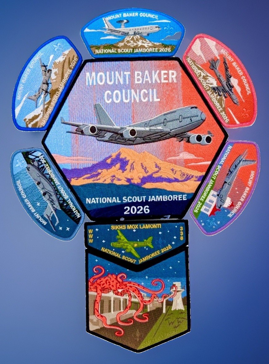BOY SCOUT BSA MOUNT BAKER COUNCIL OA 338 WASHINGTON 2026 JAMBOREE 8-PATCH BOEING