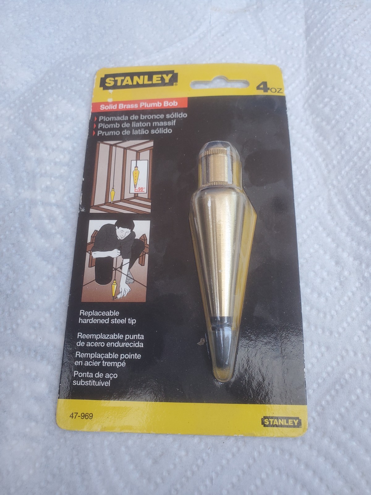 Stanley Solid Brass Plumb Bob 4 Ounce 47-969 2001 