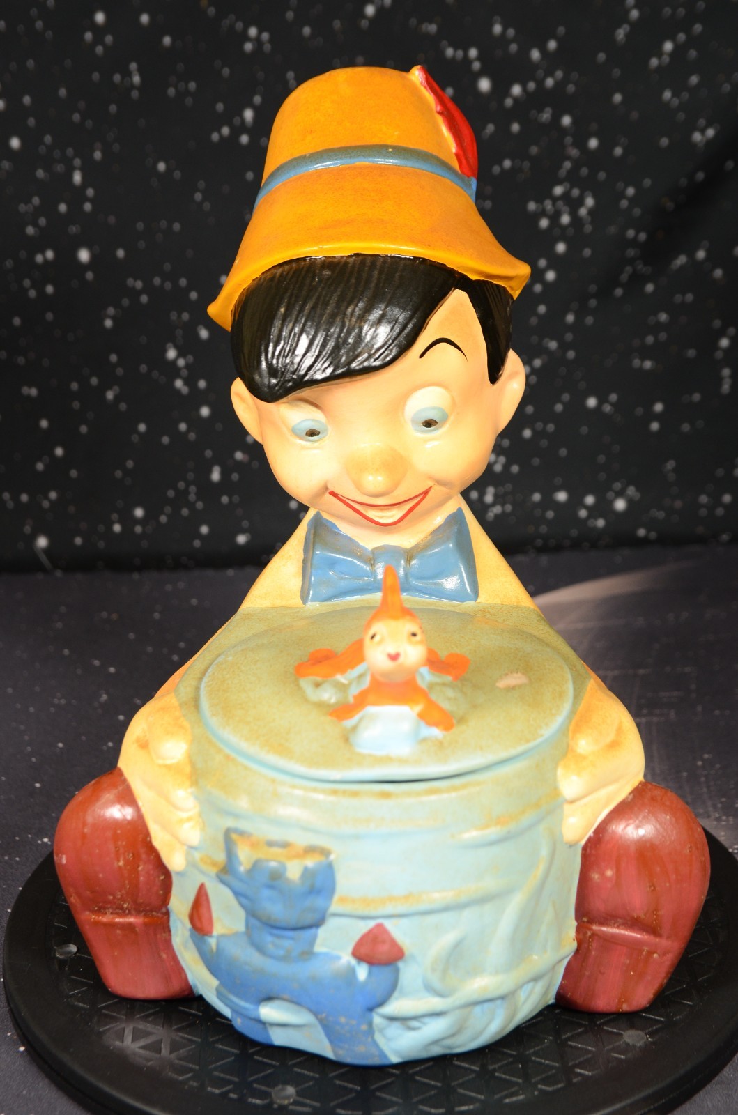 VINTAGE WALT DISNEY 1940 MOVIE PINOCCHIO & CLEO THE GOLDFISH COOKIE JAR USA