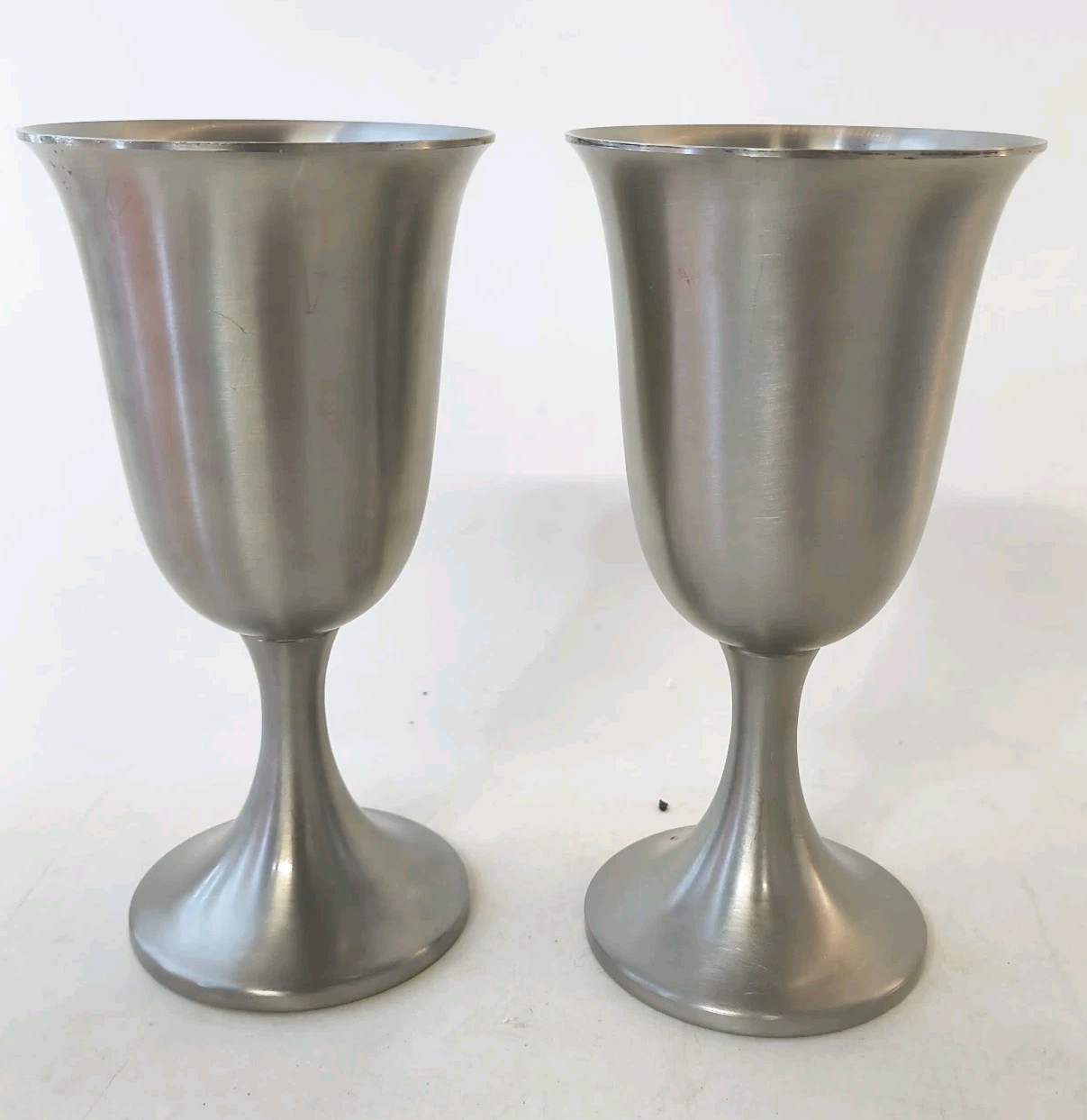 Set Of Vintage Web Pewter Chalice /Wine Goblet Cups Pair #1153 6.5\