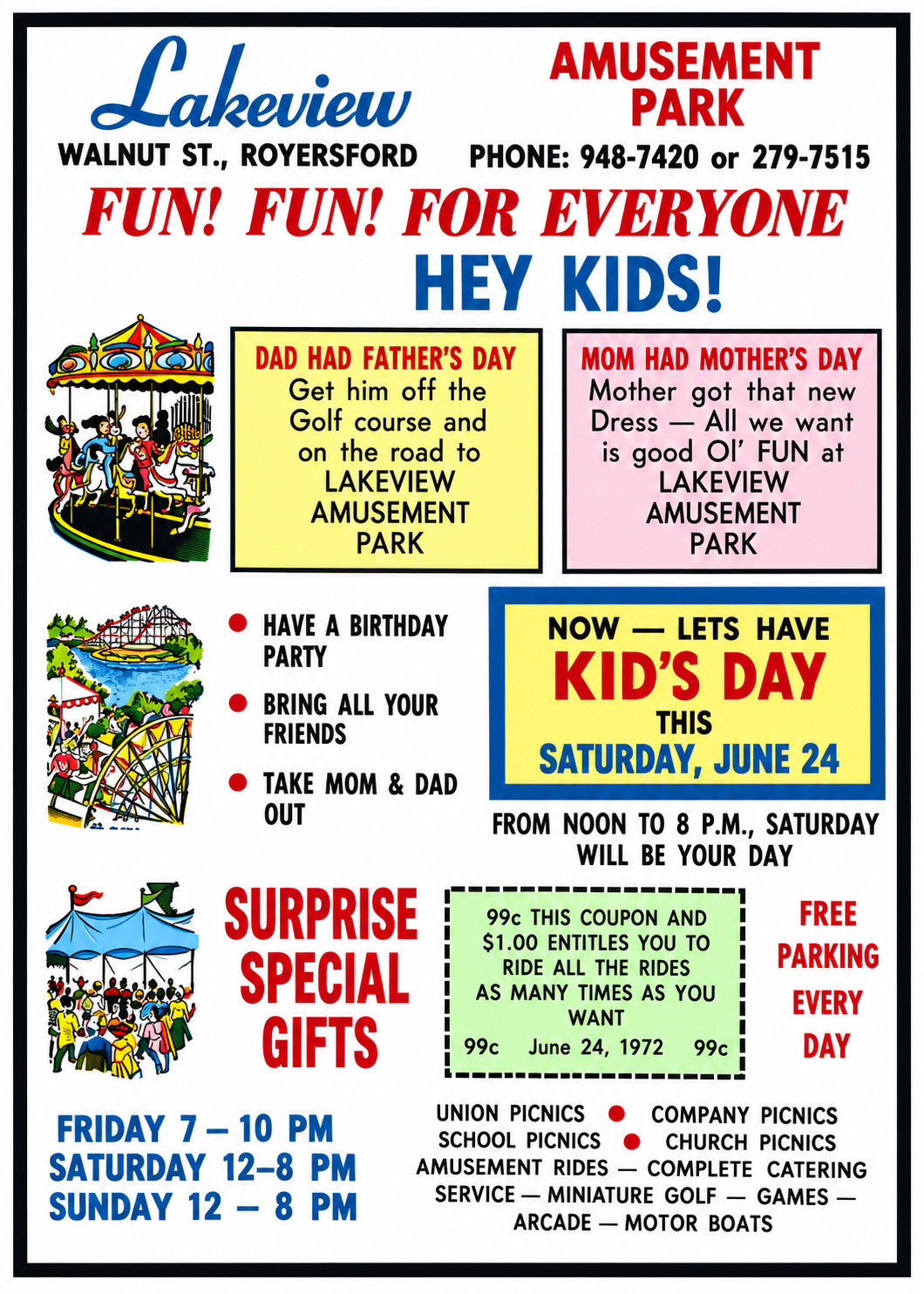 Vintage Lakeview Amusement Park Ad Magnet – Royersford, Pennsylvania,