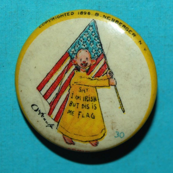 High Admiral Cigarettes Yellow Kid #30 Outcault Pinback Button Irish/w US Flag