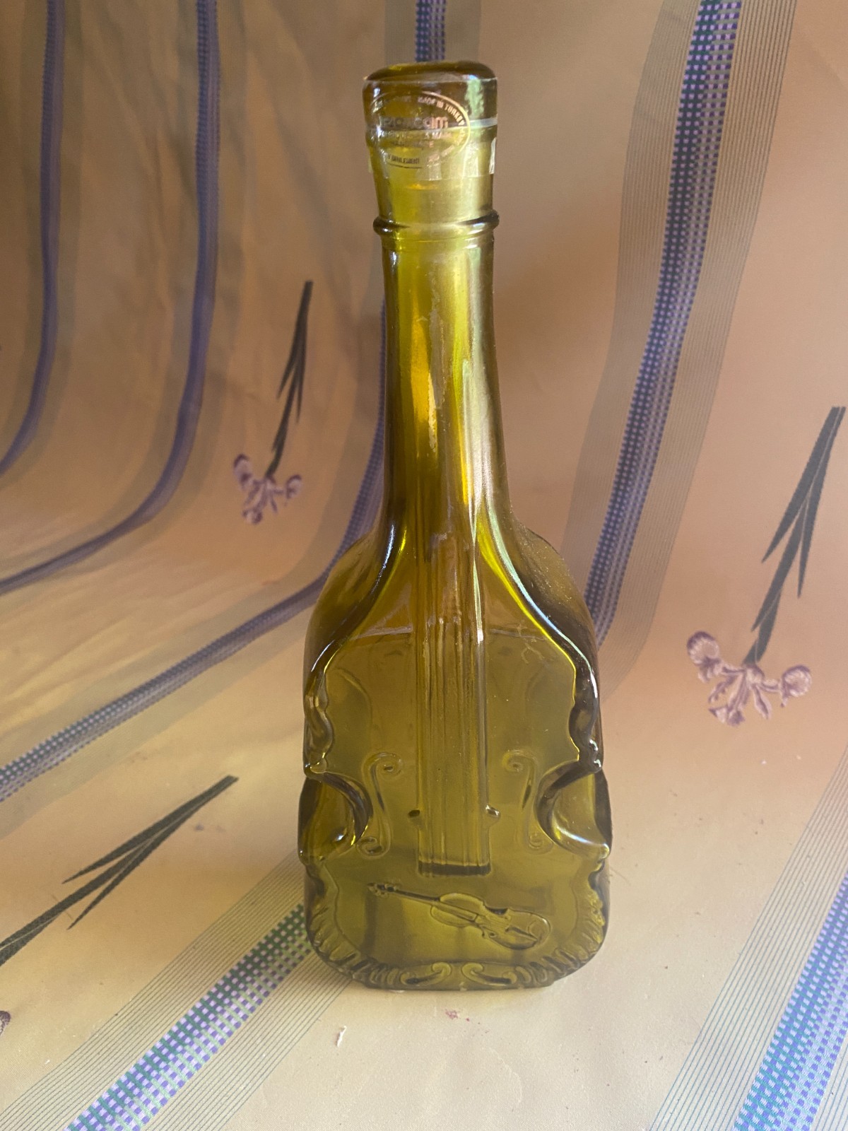 Akcam Handmade Turkish Art Glass Guitar Violin Shaped Decorative Bottle Vase 12\