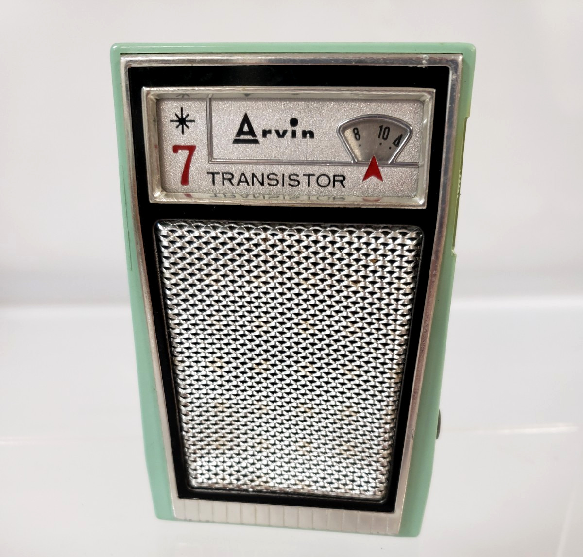 VTG 1961 Arvin Mighty Mite 7 Transistor AM Radio 61R35 Ice Blue PART DISPLAY