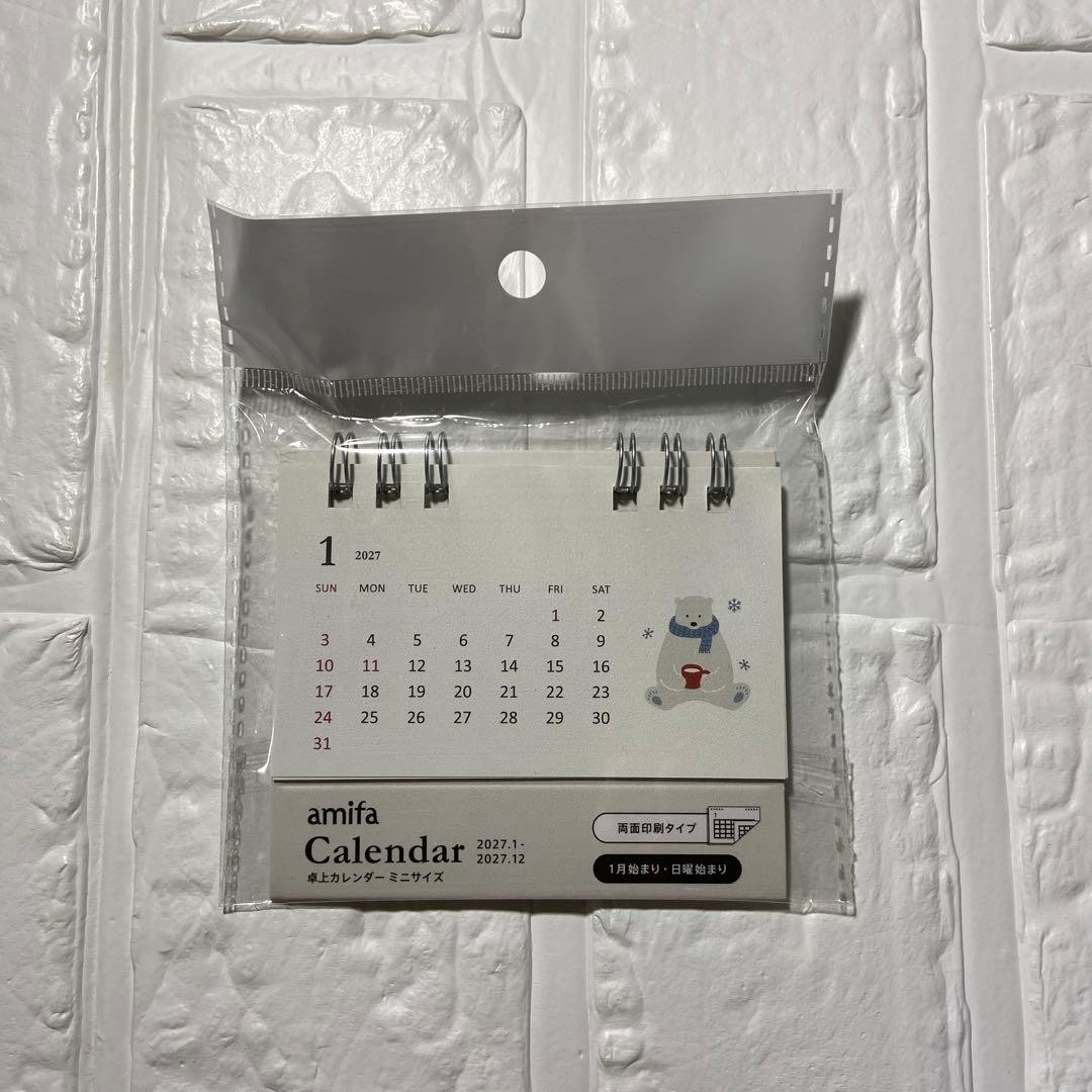 Amifa 2027 Desk Calendar Mini Size Seasonal Animals Bear Cat Dog