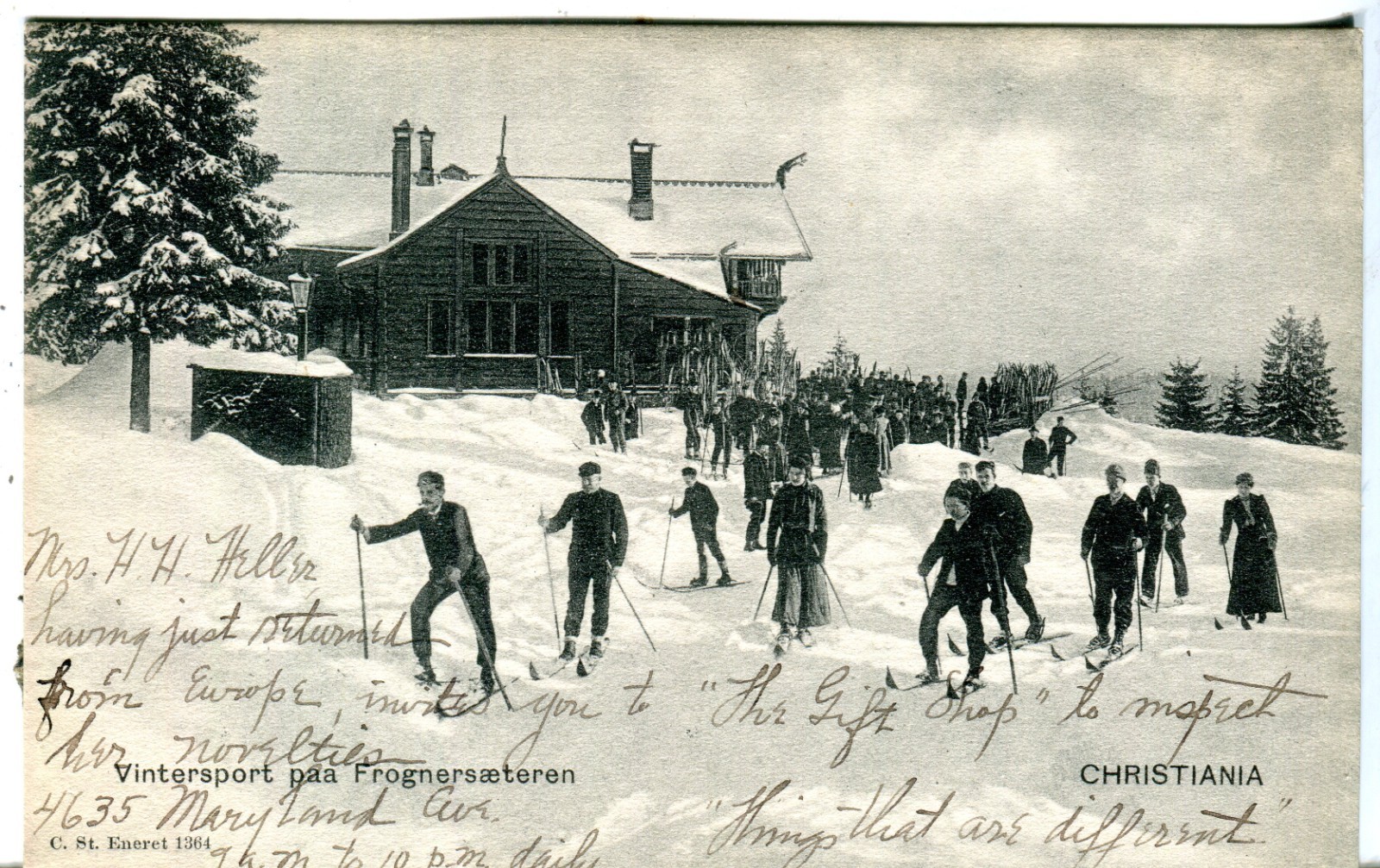 Norway Norge Oslo Christiania Kristiania Frognerseteren Ski Skiers old postcard