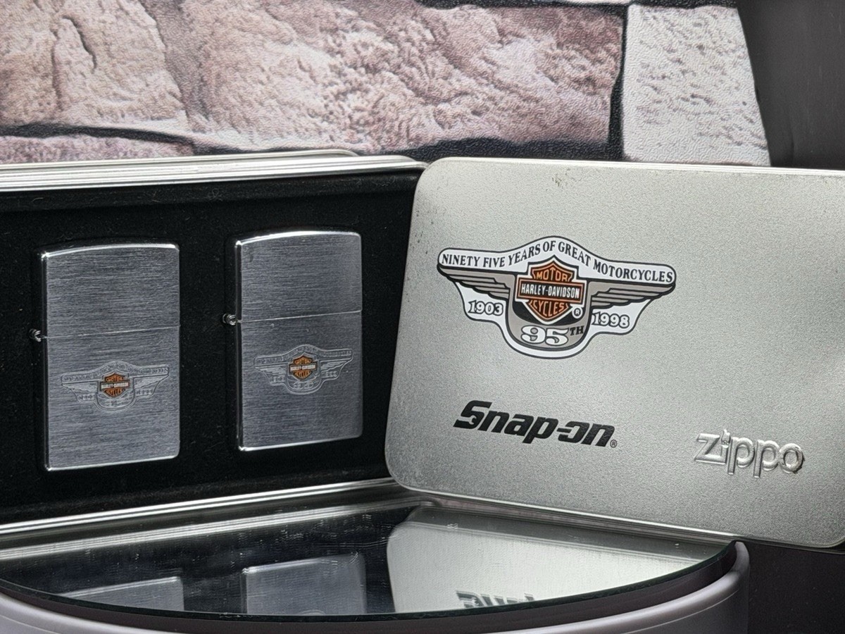 Zippo Snap On Harley Davidson Set Of 2 Zippo 95th anniversary Dual Sided Lighter Zippo Snap On Harley Davidson Set Of 2 Zippo 95th anniversary Dual Sided Lighter