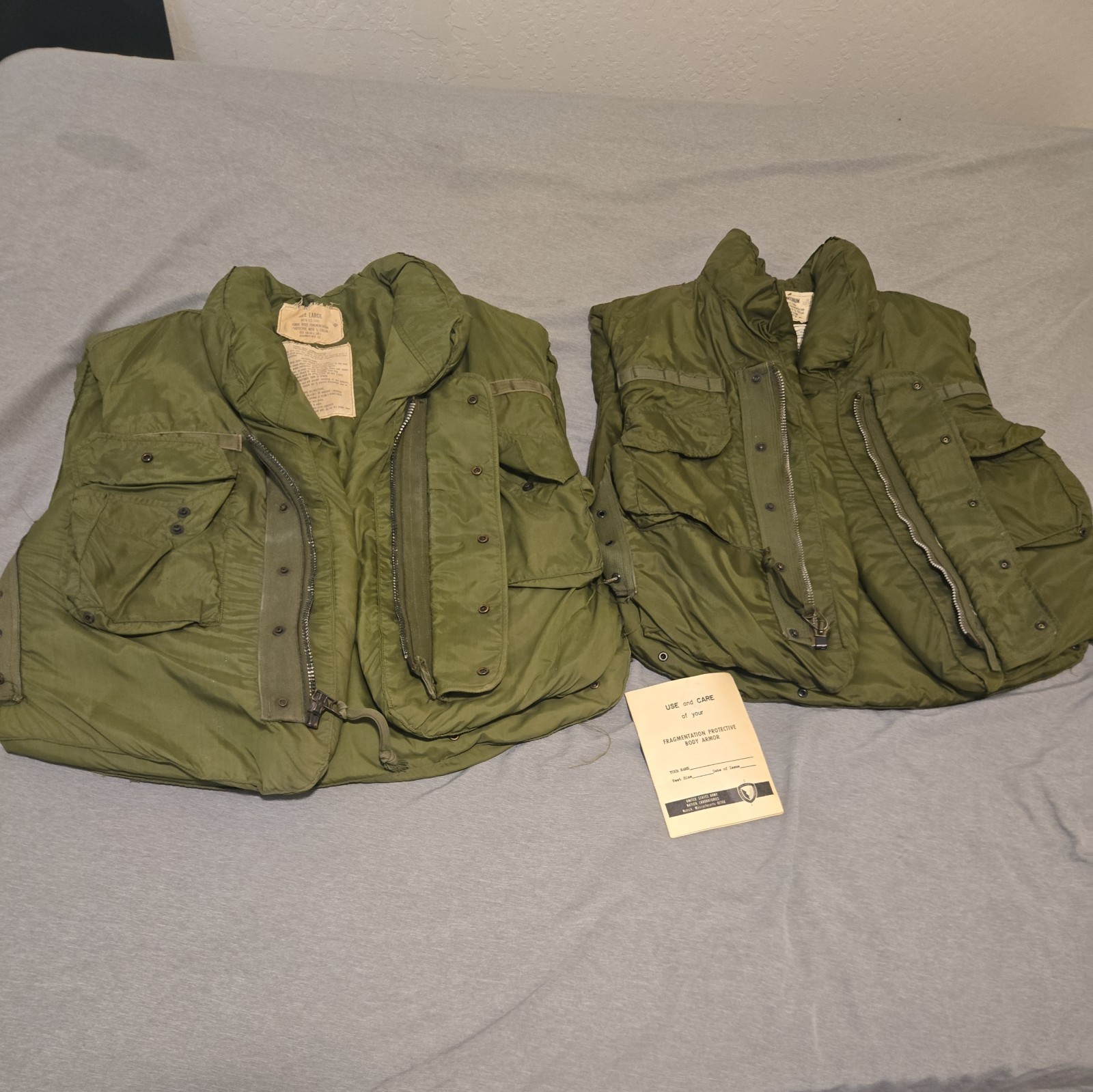 2 - Armor Body Fragmentation Flak Jacket Flak Vest - Size L & sz M