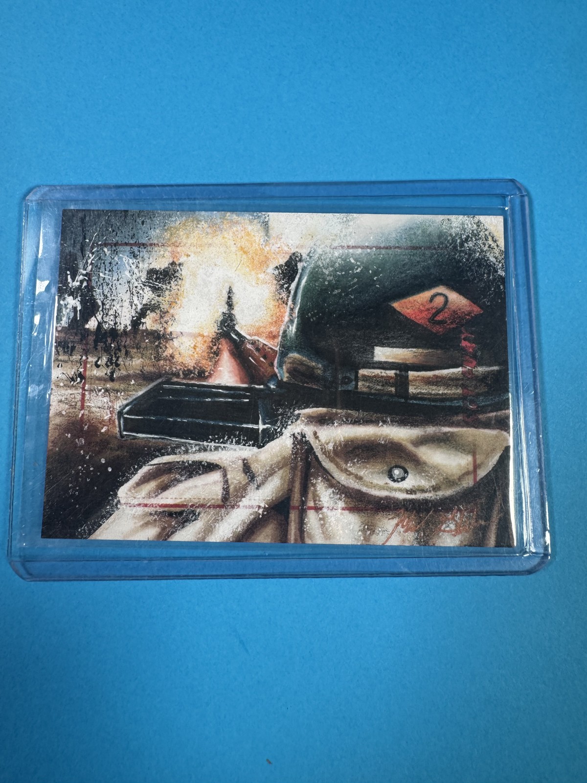 2013 Rittenhouse Sgt Fury 50th Anniversary Painted Sketch Card Matt Glebe Helmet