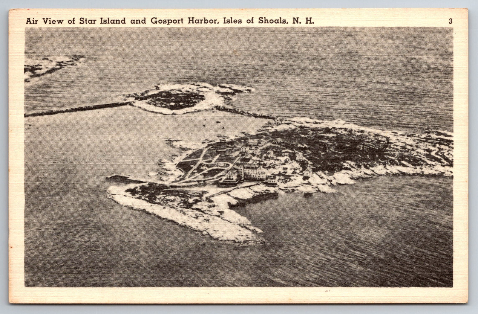 NH, Star Island, Isle of Shoals, Gosport Harbor, Aerial View, Vintage Postcard