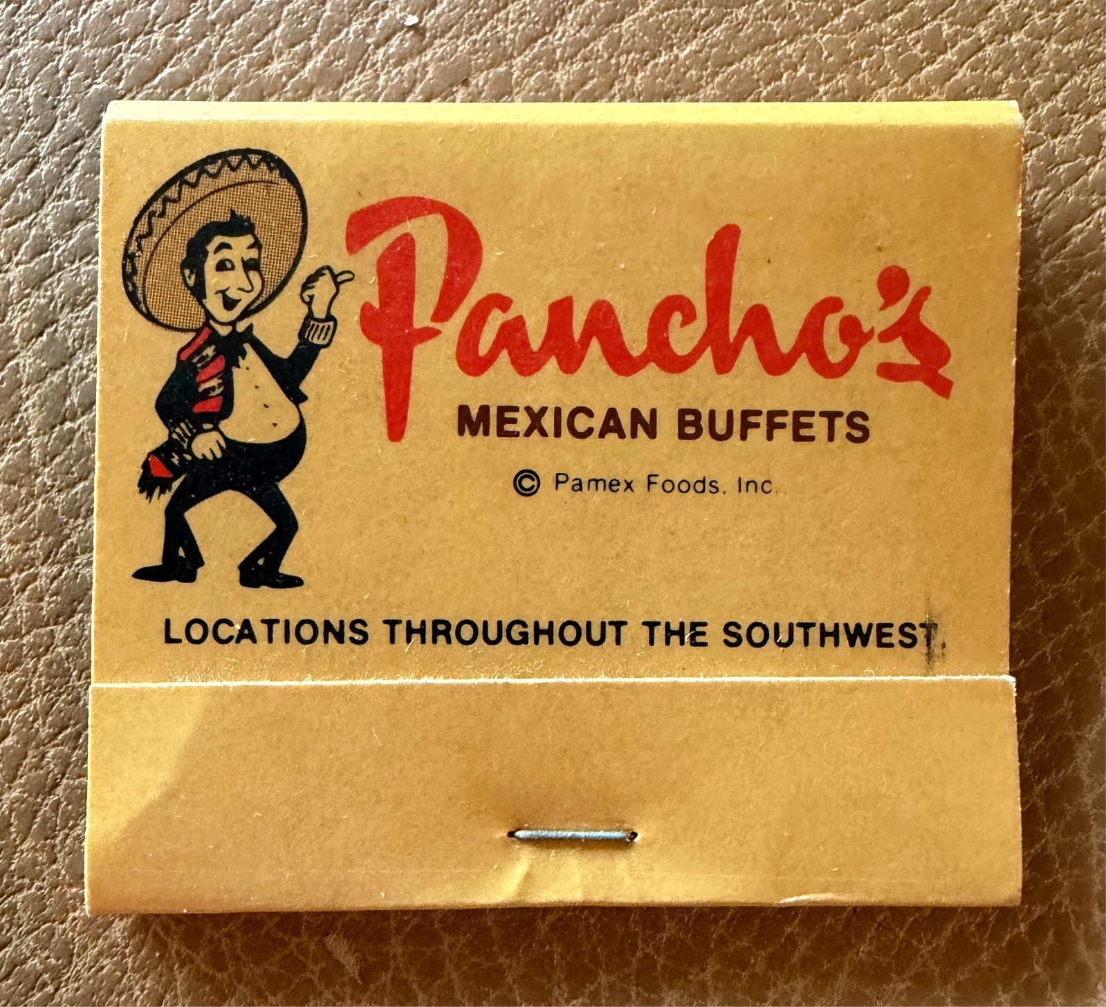 Vintage 1970s Pancho’s Mexican Buffet Matchbook Pamex Foods Texas Southwest