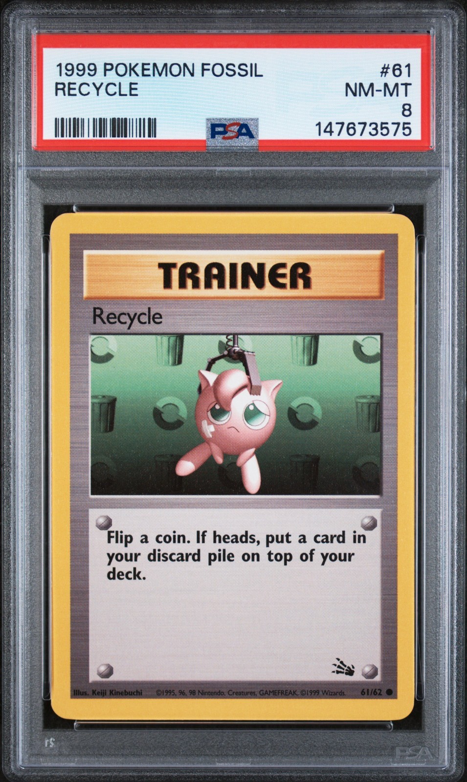 PSA 8 NM/MT 1999 POKEMON FOSSIL #61 RECYCLE ENGLISH