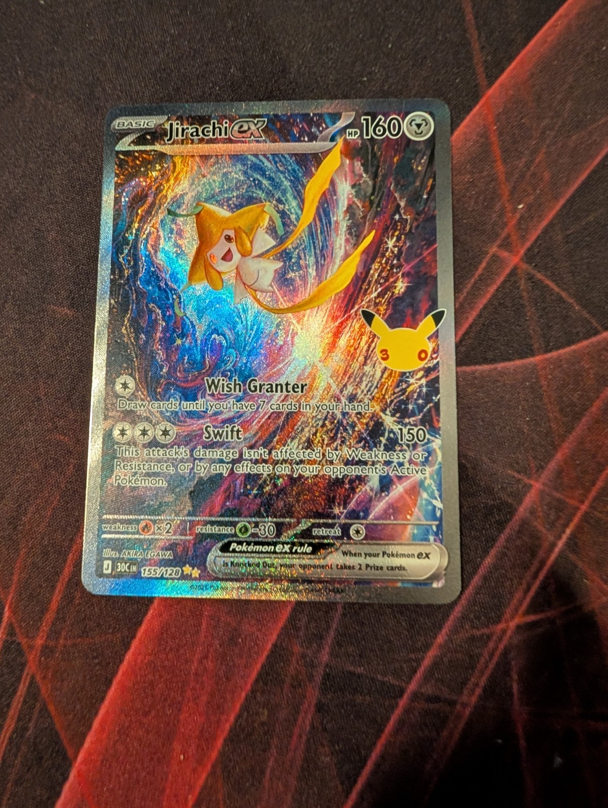 ⭐ Pokémon 30th Celebration ⭐ Jirachi EX 155/128 ⭐ SIR ⭐ PACK FRESH ⭐ 