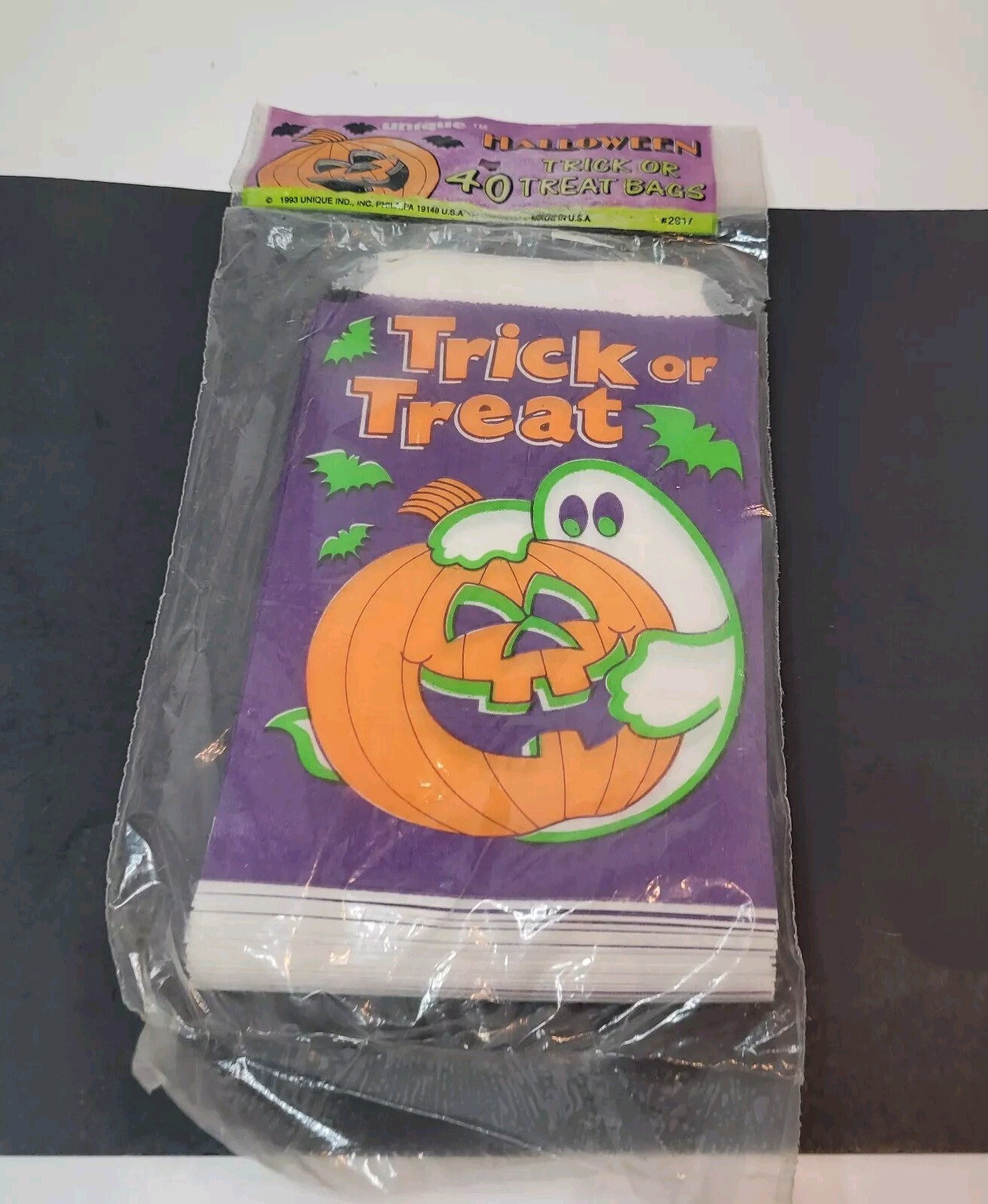 Vtg 1993 UNIQUE Halloween Treat Bags Set Of 40 Ghost JOL Unopened Crafting USA