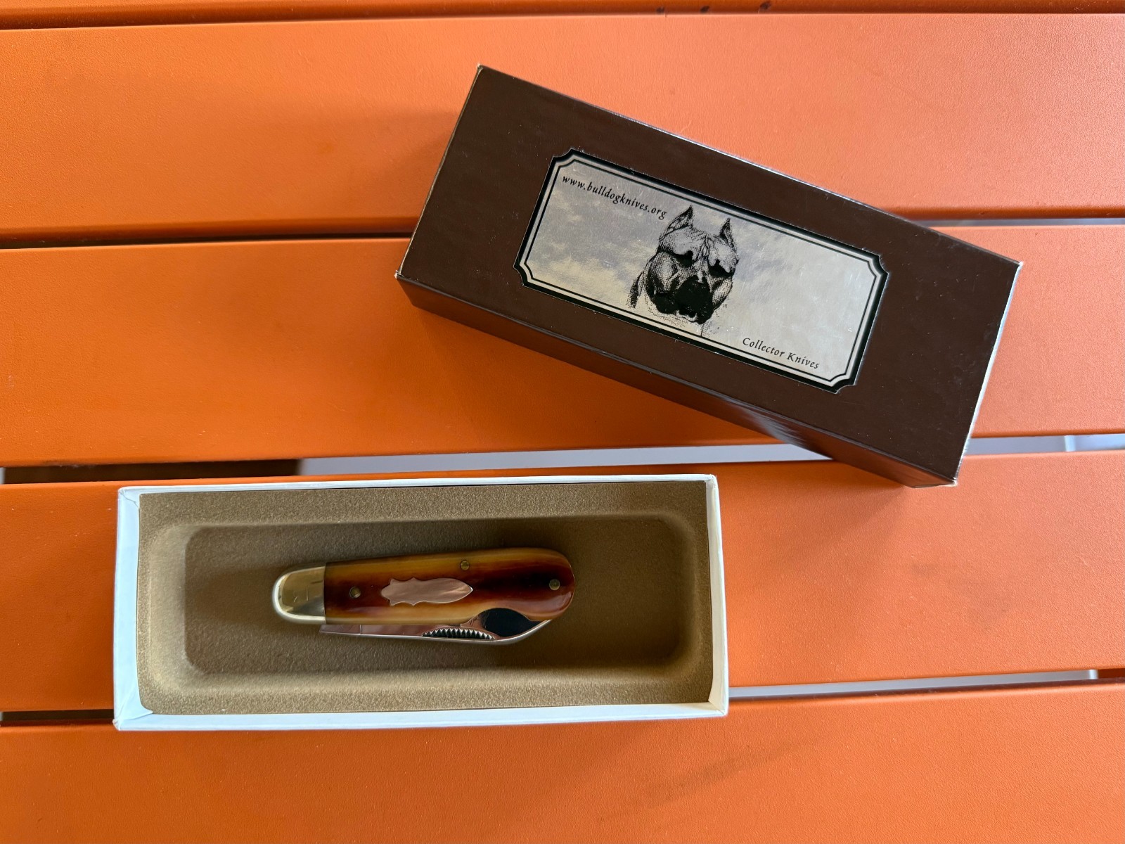 BULLDOG BRAND GREAT EASTERN CUTLERY (GEC) SFO SMOOTH AMBER BONE #25 JACK