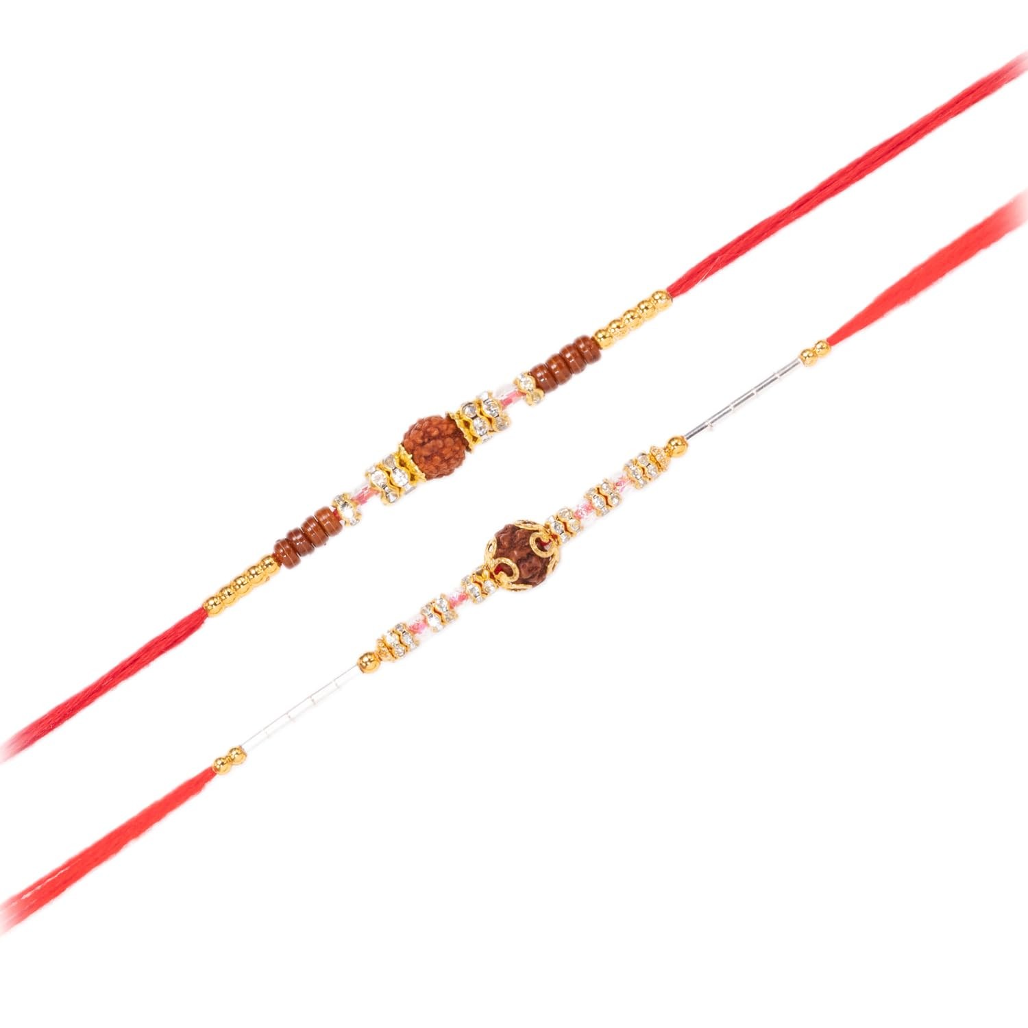 Aheli Rakhshabandhan Rakhi Set for Brother - Rudraksha & Crystals Combo 2pcs