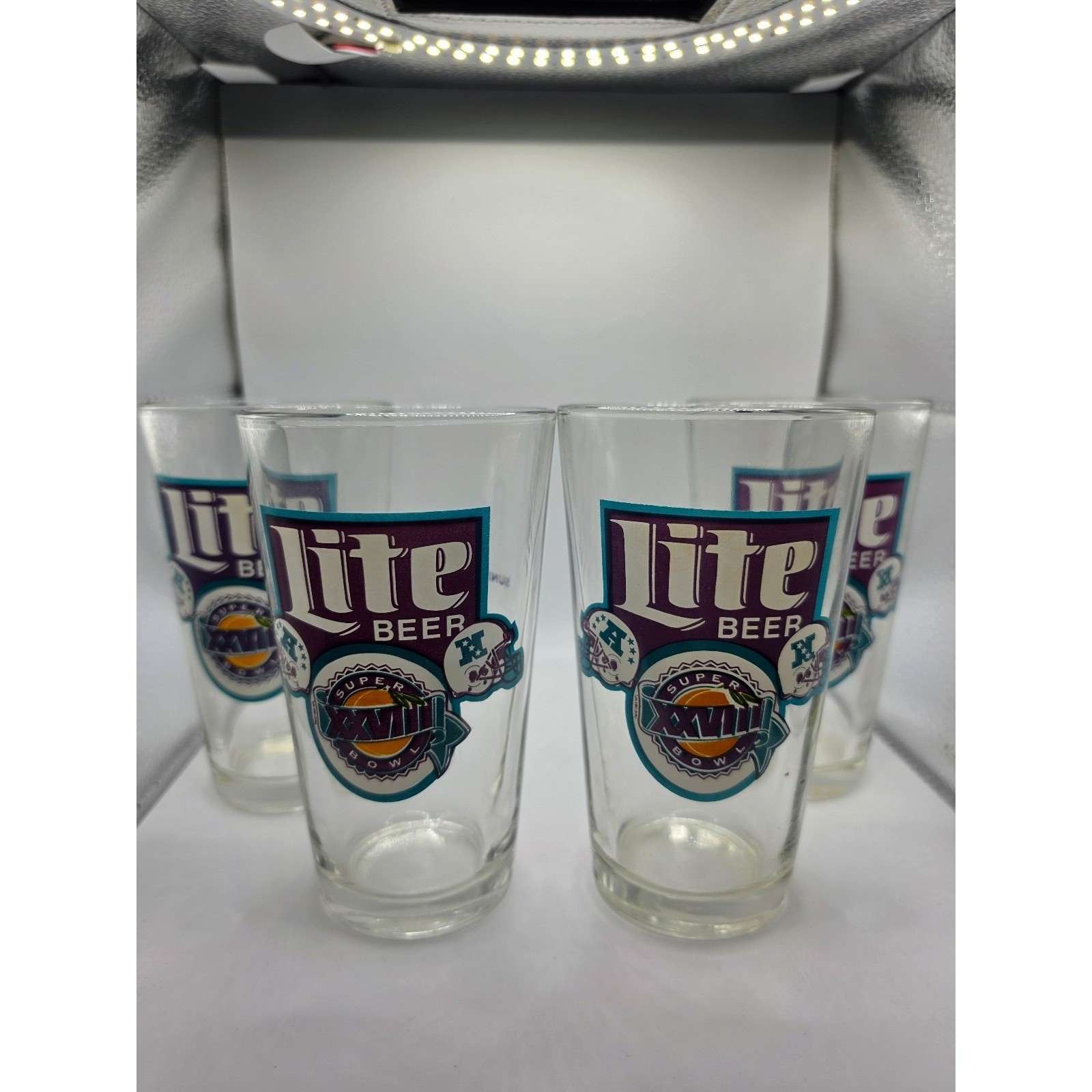 Set of 4 1994 VTG LITE Beer NFL Super Bowl XXVIII Collectible 6\ Set of 4 1994 VTG LITE Beer NFL Super Bowl XXVIII Collectible 6\