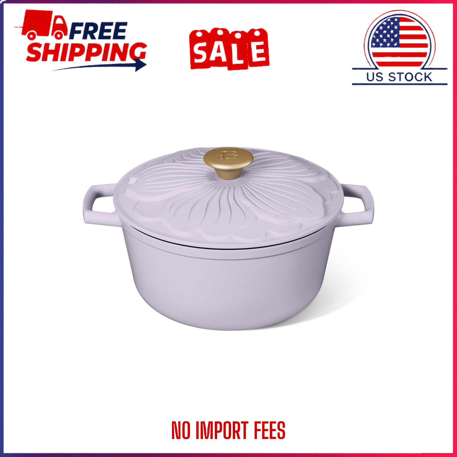 Beautiful 4 Qt Enameled Cast Iron Round Dutch Oven Lavender Drew Barrymore
