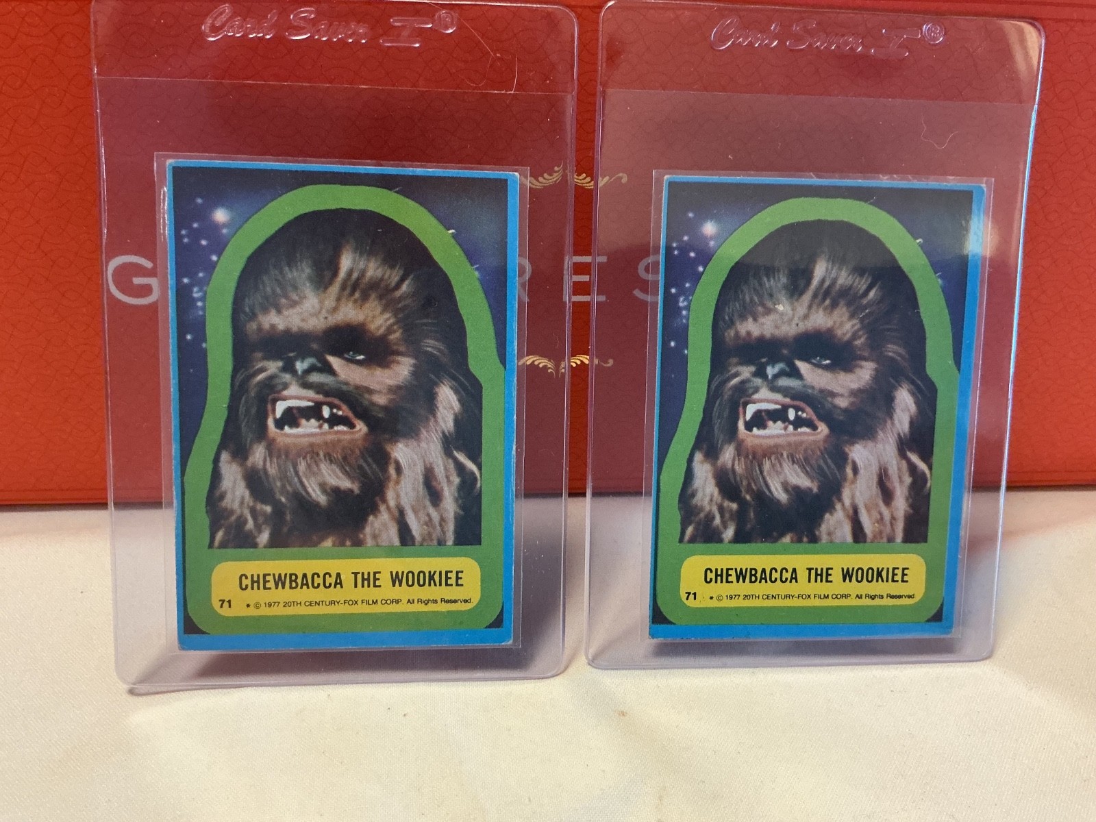 Very RARE 1977 Star Wars Scanlens #71 x2 both variations Chewbacca cards