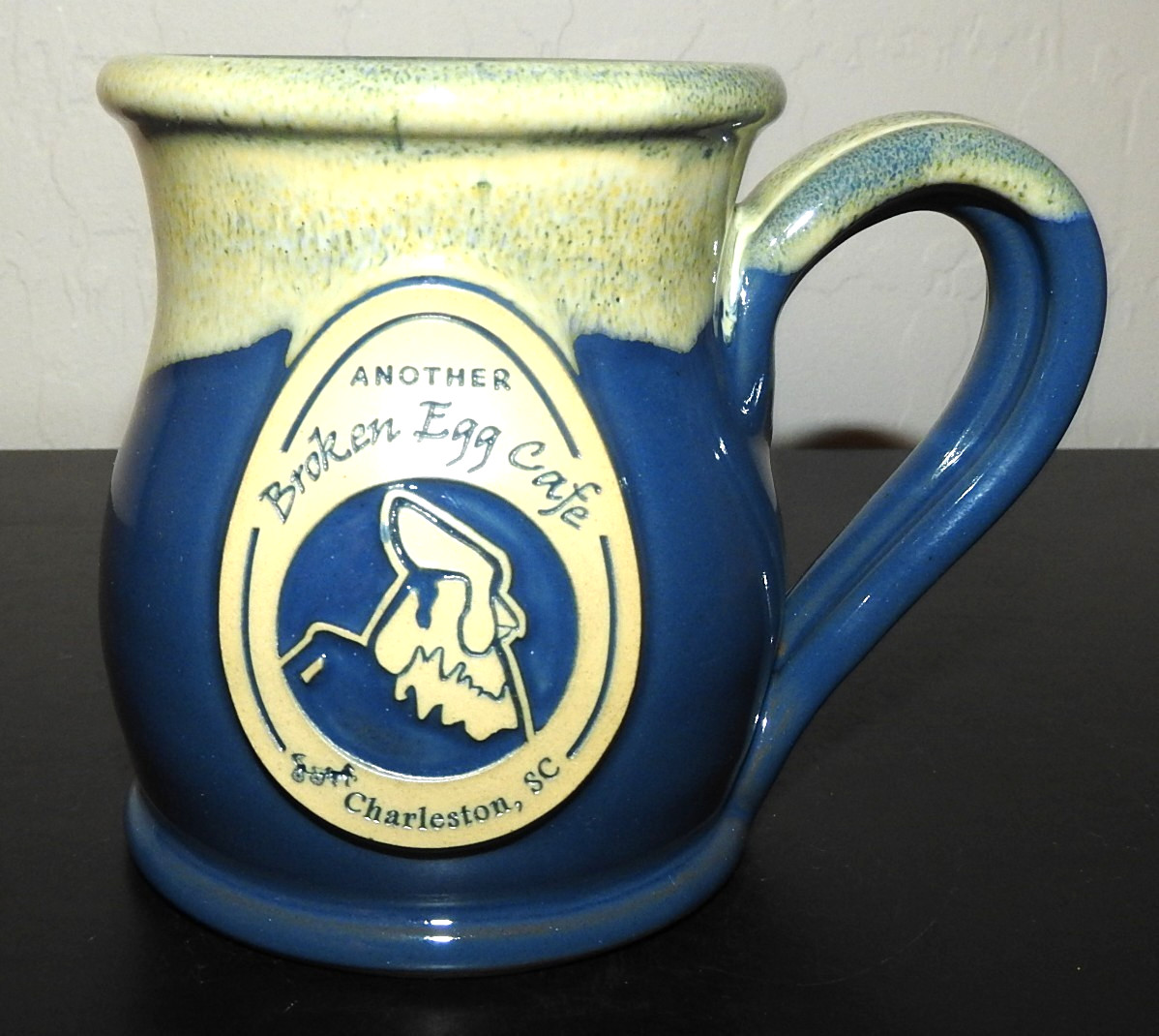 Vintage Another Broken Egg Cafe Drip Glaze Mug Deneen Pottery Blue USA 2017 Vintage Another Broken Egg Cafe Drip Glaze Mug Deneen Pottery Blue USA 2017