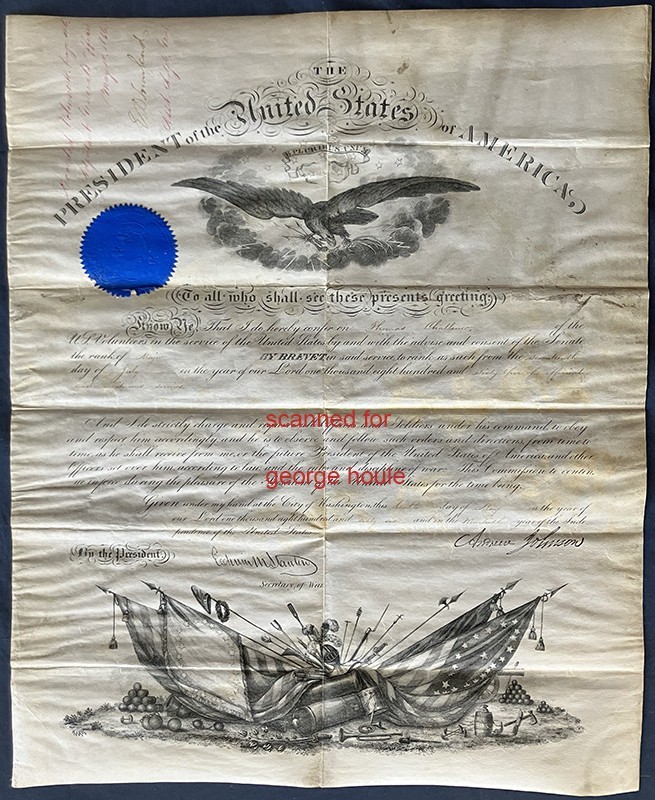 ANDREW JOHNSON - SIGNED - EDWIN M. STANTON - 17TH U.S. PRESIDENT - SEC OF WAR
