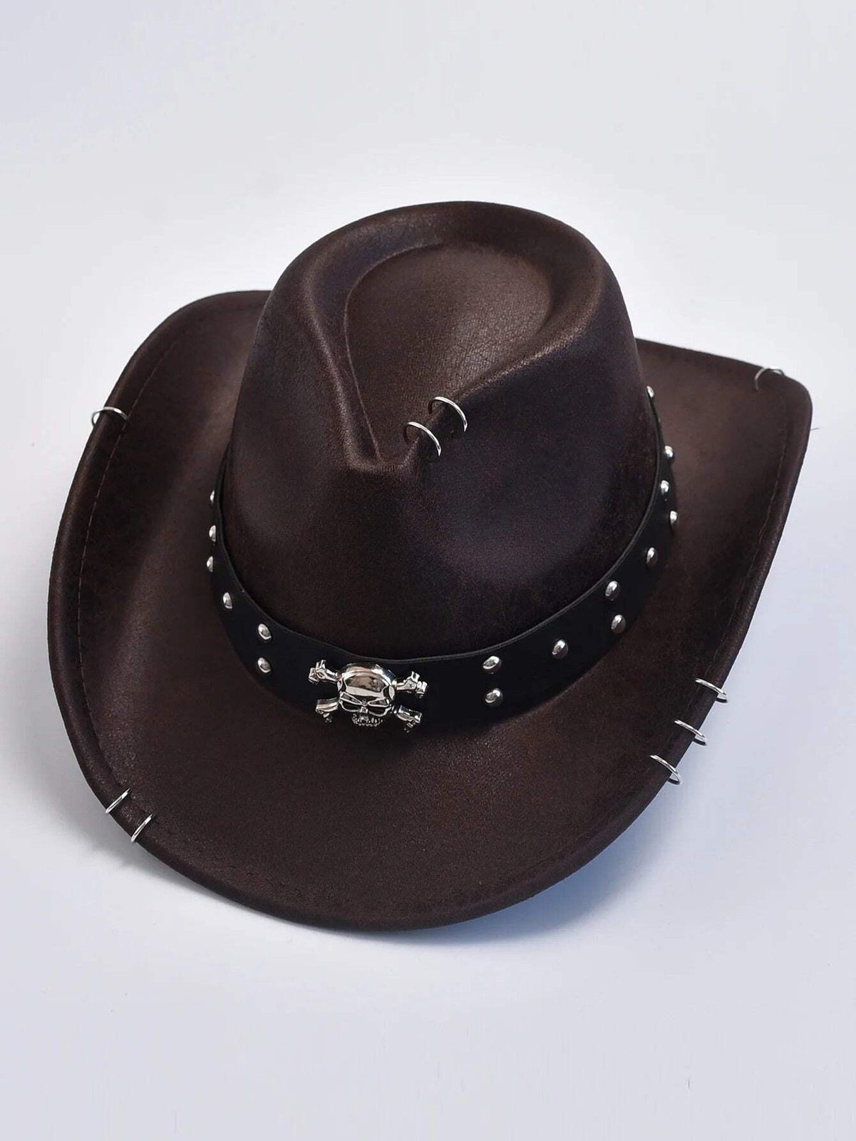 Faux Leather Vintage Western Cowboy Hat For Men Gentleman Jazz Hats Panama Cowgi