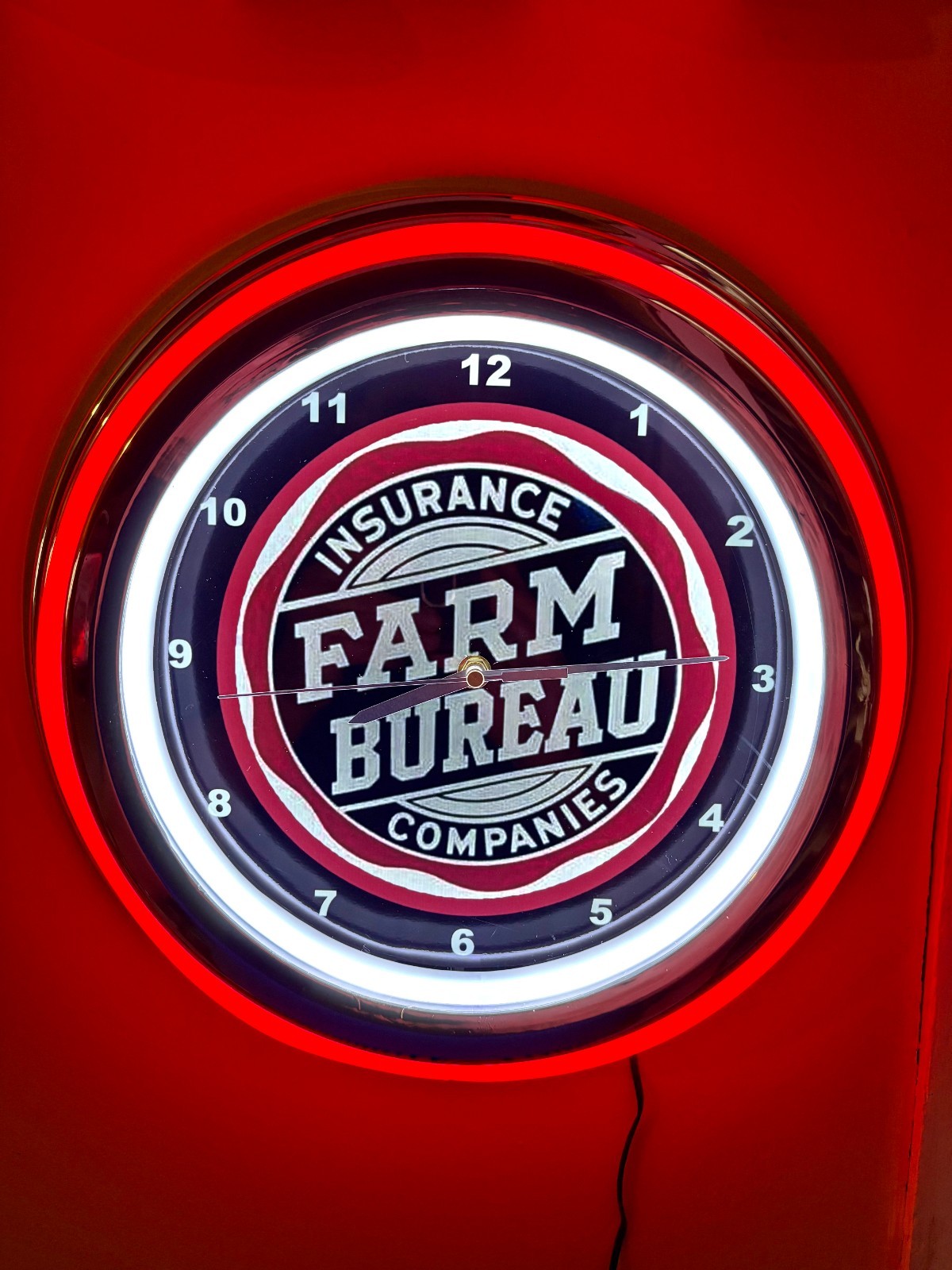 Farm Bureau Insurance OldLogo Agent Office Red Neon Style LED Clock Sign Farm Bureau Insurance OldLogo Agent Office Red Neon Style LED Clock Sign