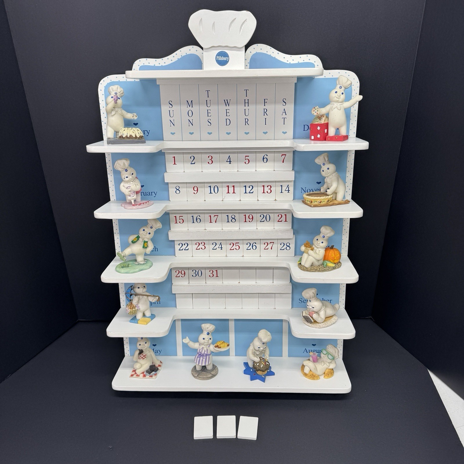 Danbury Mint Pillsbury Doughboy Calendar Complete w All Figurines & Tiles 1997